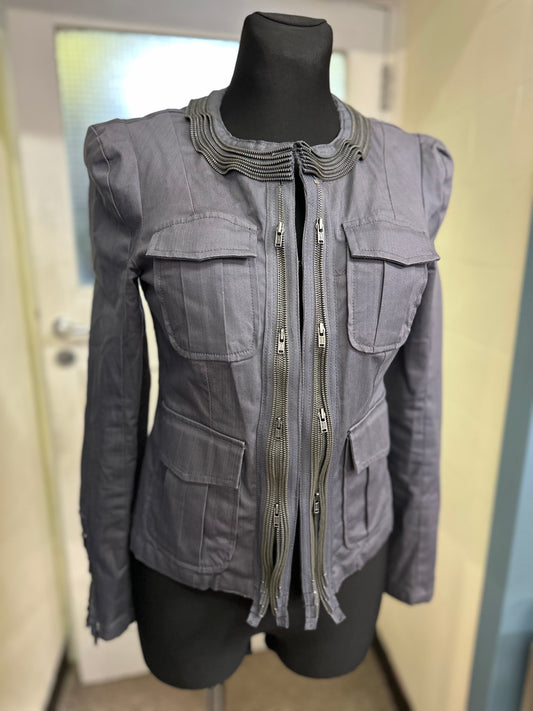 Designer Mint Velvet Jacket with Zips Size 10