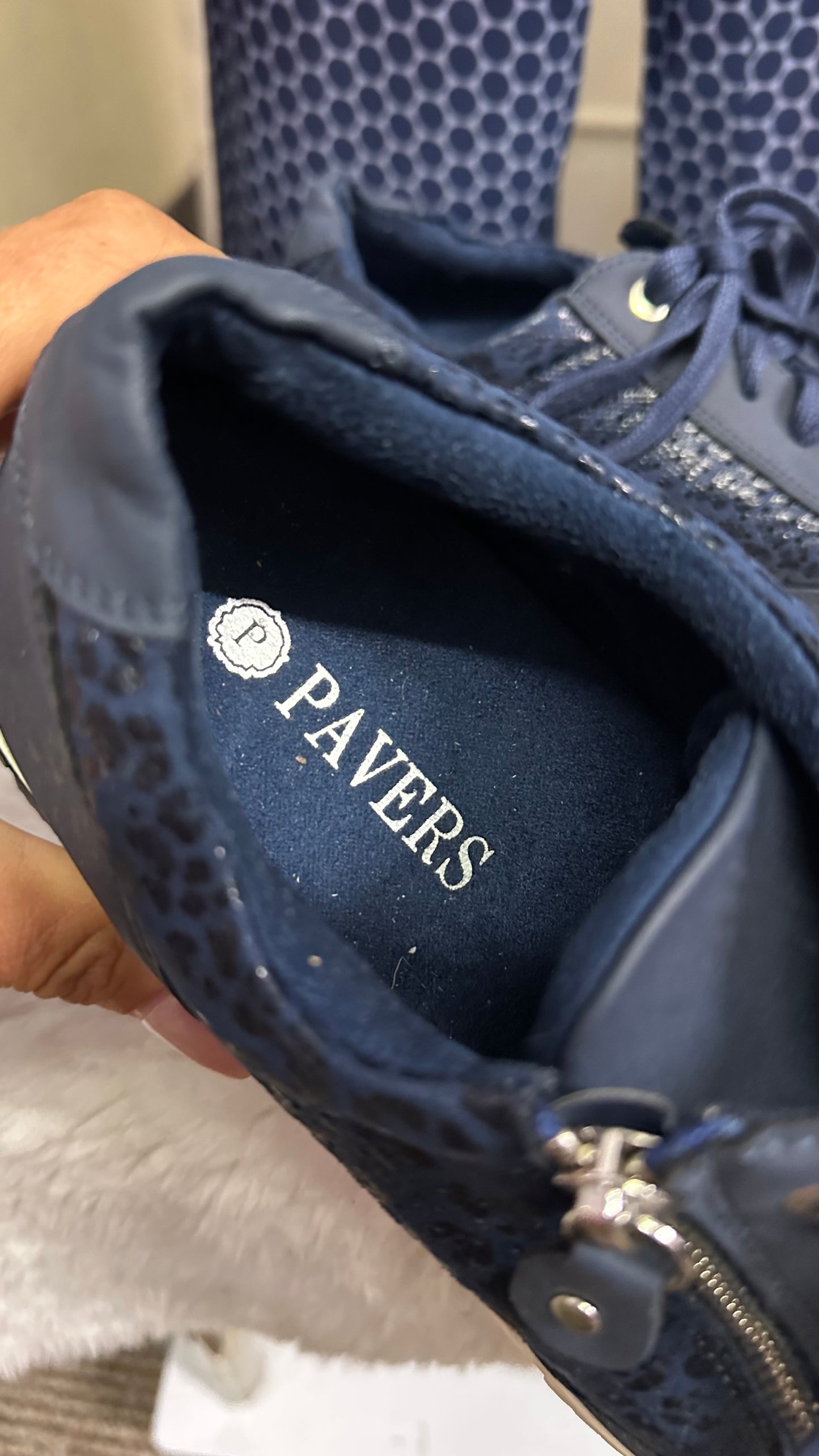 Pavers Navy Trainers Size 6.5 (EU 40)