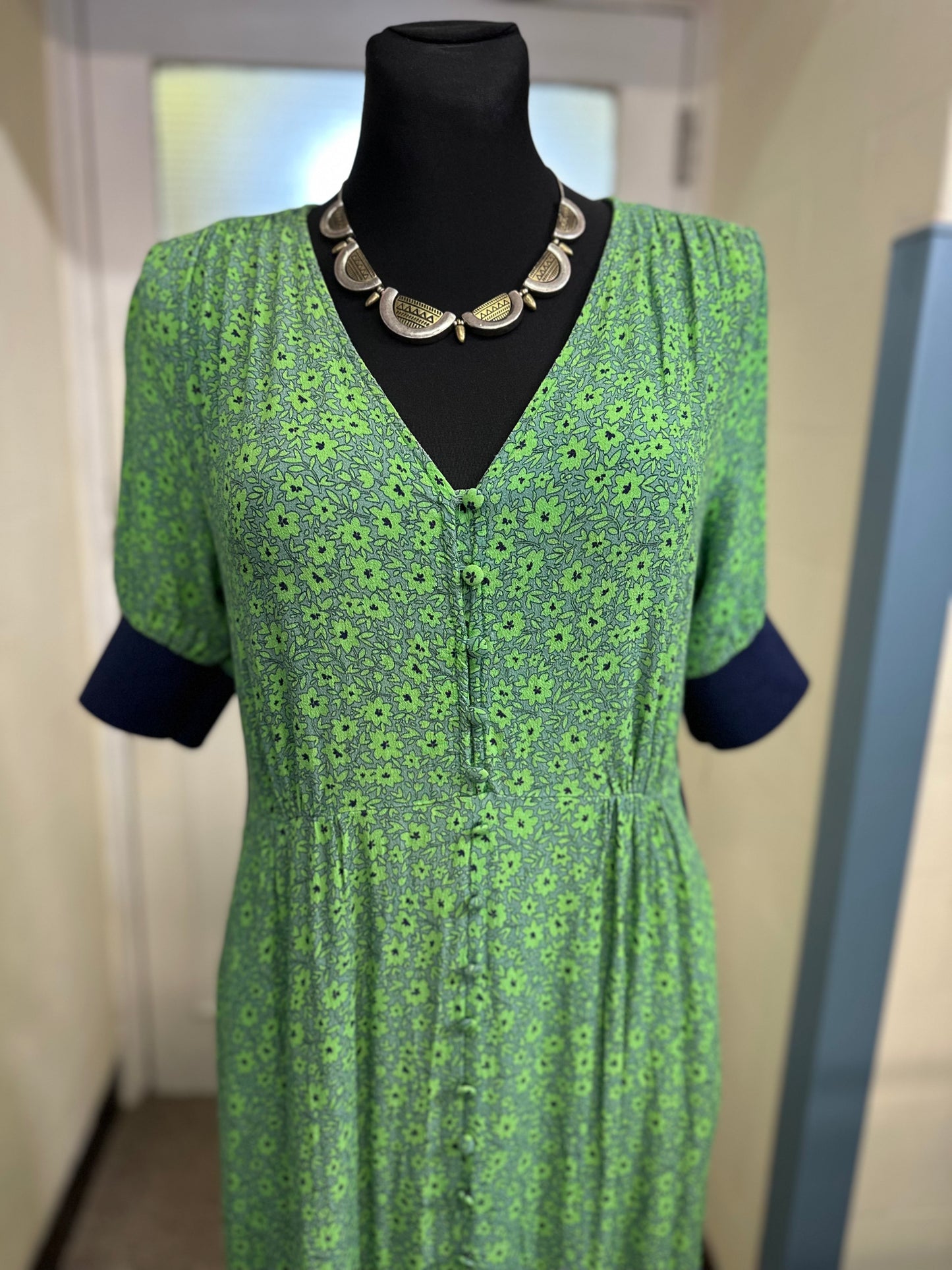 Gallery Green & Navy Dress Size 10