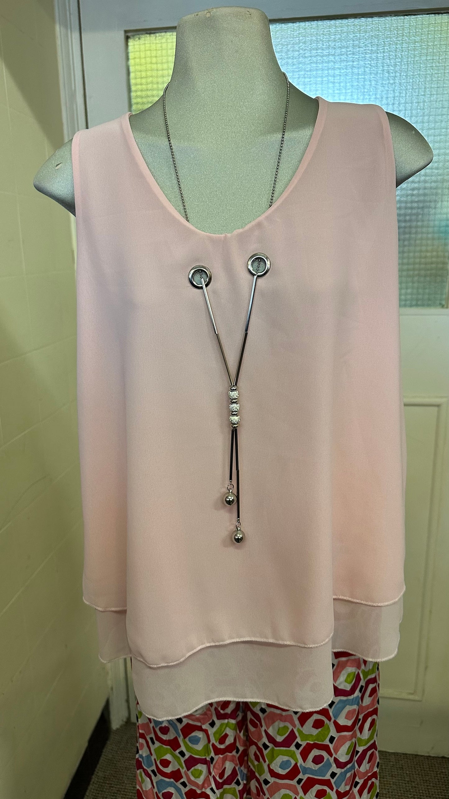 Made in Italy Pink Top With Detachable Necklace Detail Best Fit Size M