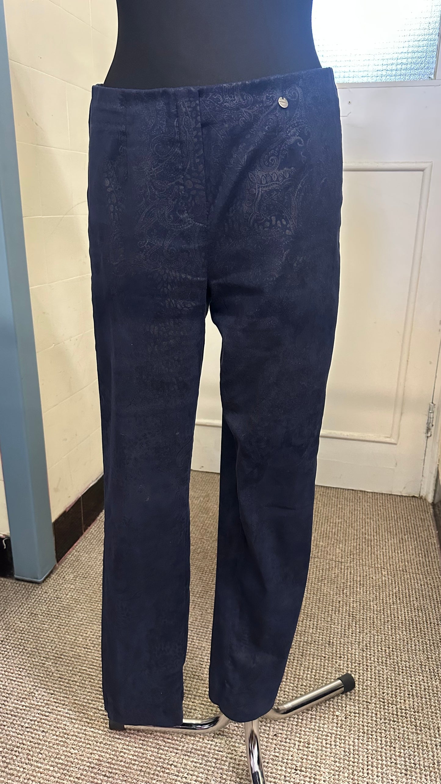 Robell Navy Stretchy Trousers Size 12
