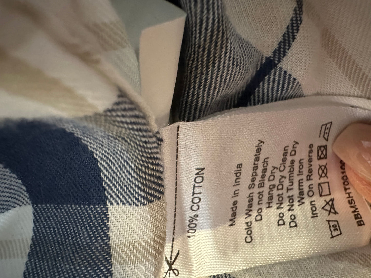 Brakeburn 100% Cotton Blue/White Check Shirt Best Fit Size M