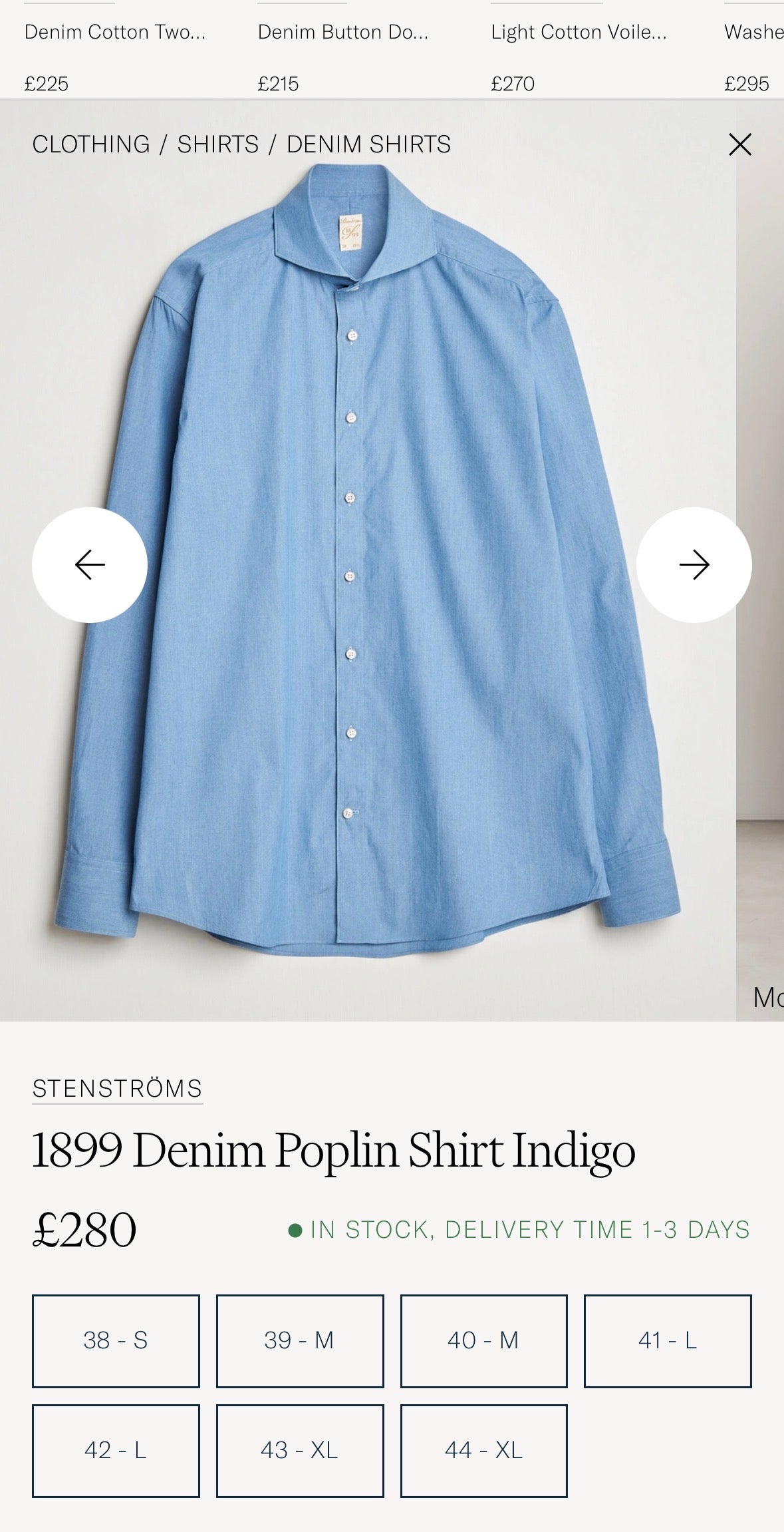 Designer Stentström Denim Shirt Size L 100% Cotton RRP €250!!!