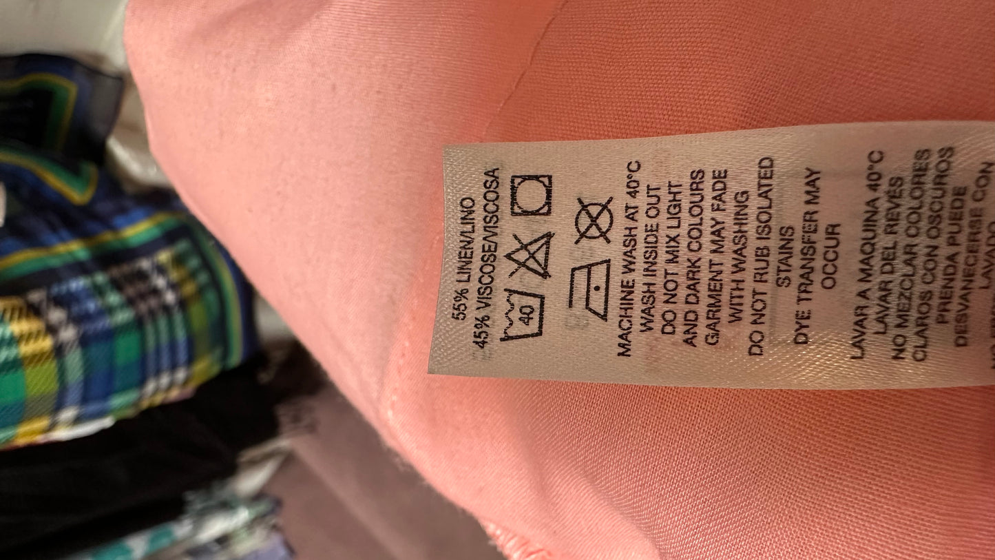 Dunnes Peach Trousers 55% Linen Trousers Size 20