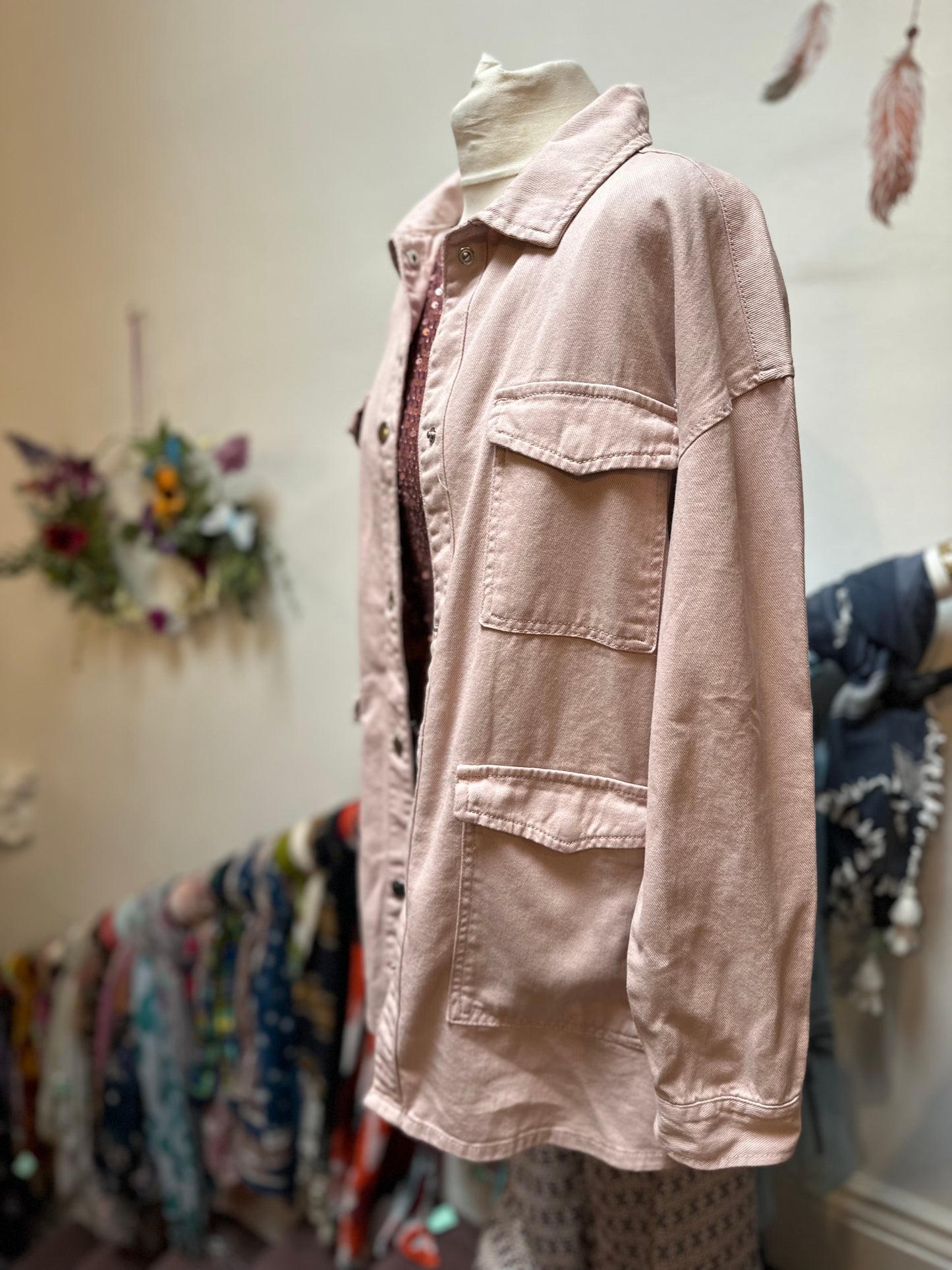 Dunnes Blush Pink Denim Shirt/Jacket s. S 100% Cotton