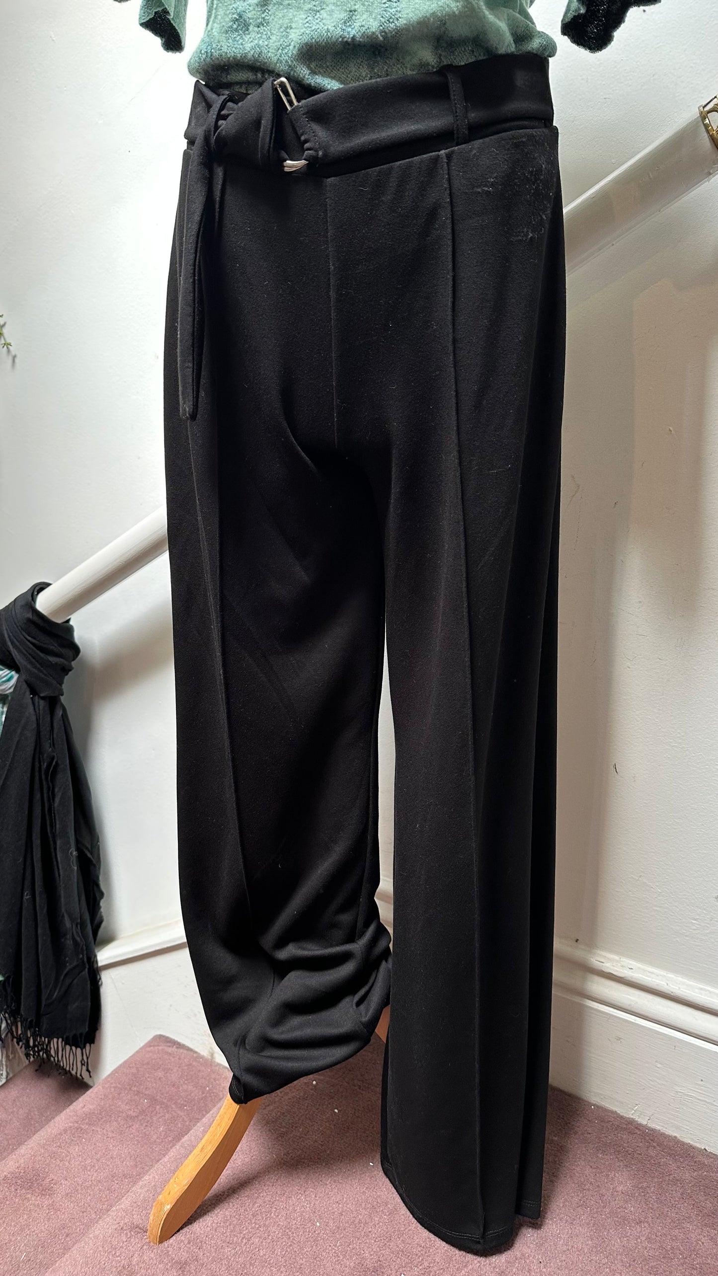 Primark Black Wide Leg Trousers Size S (some signs of wear, see last photo)