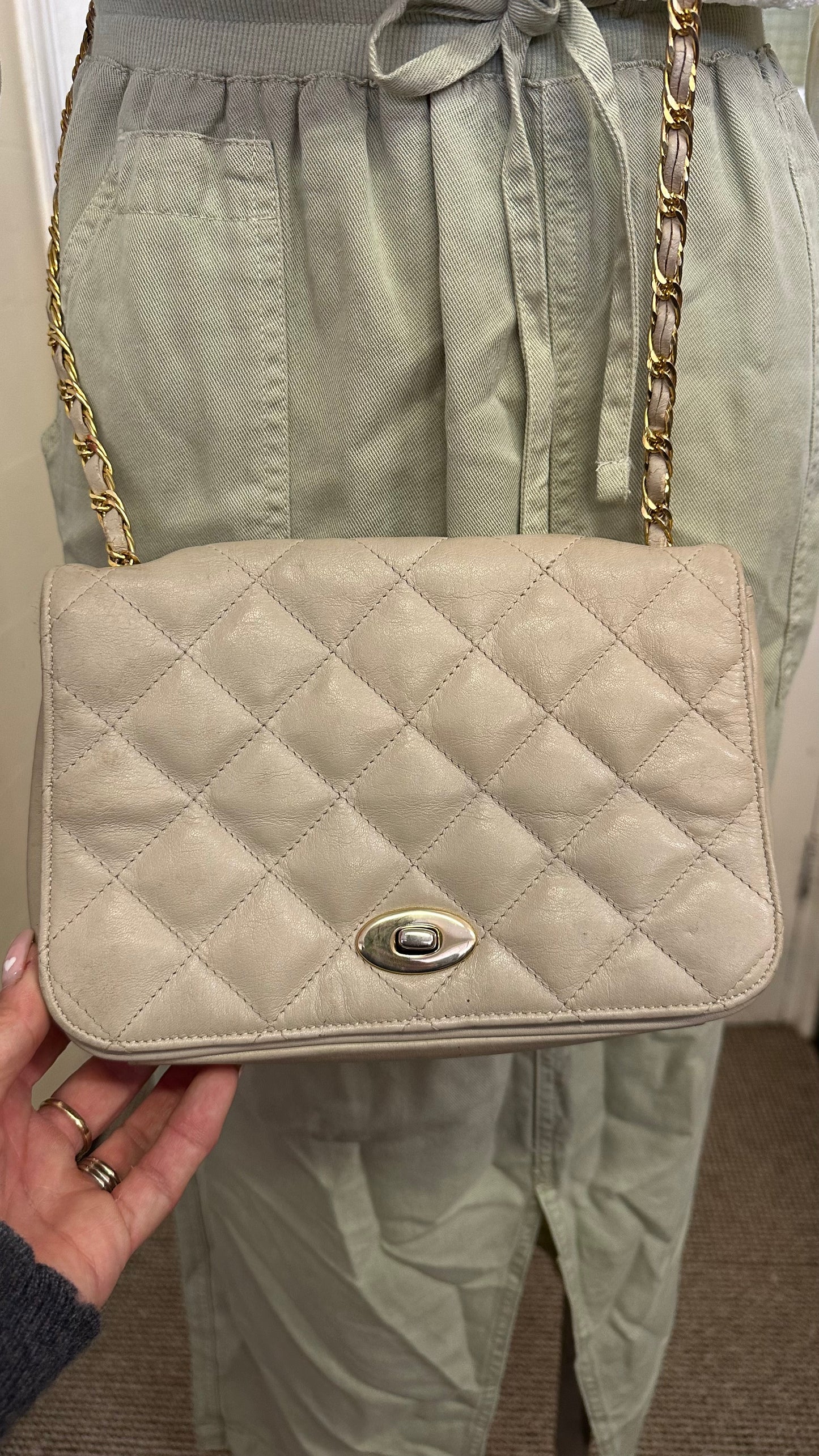 Vintage M&S Real Leather Cream Bag
