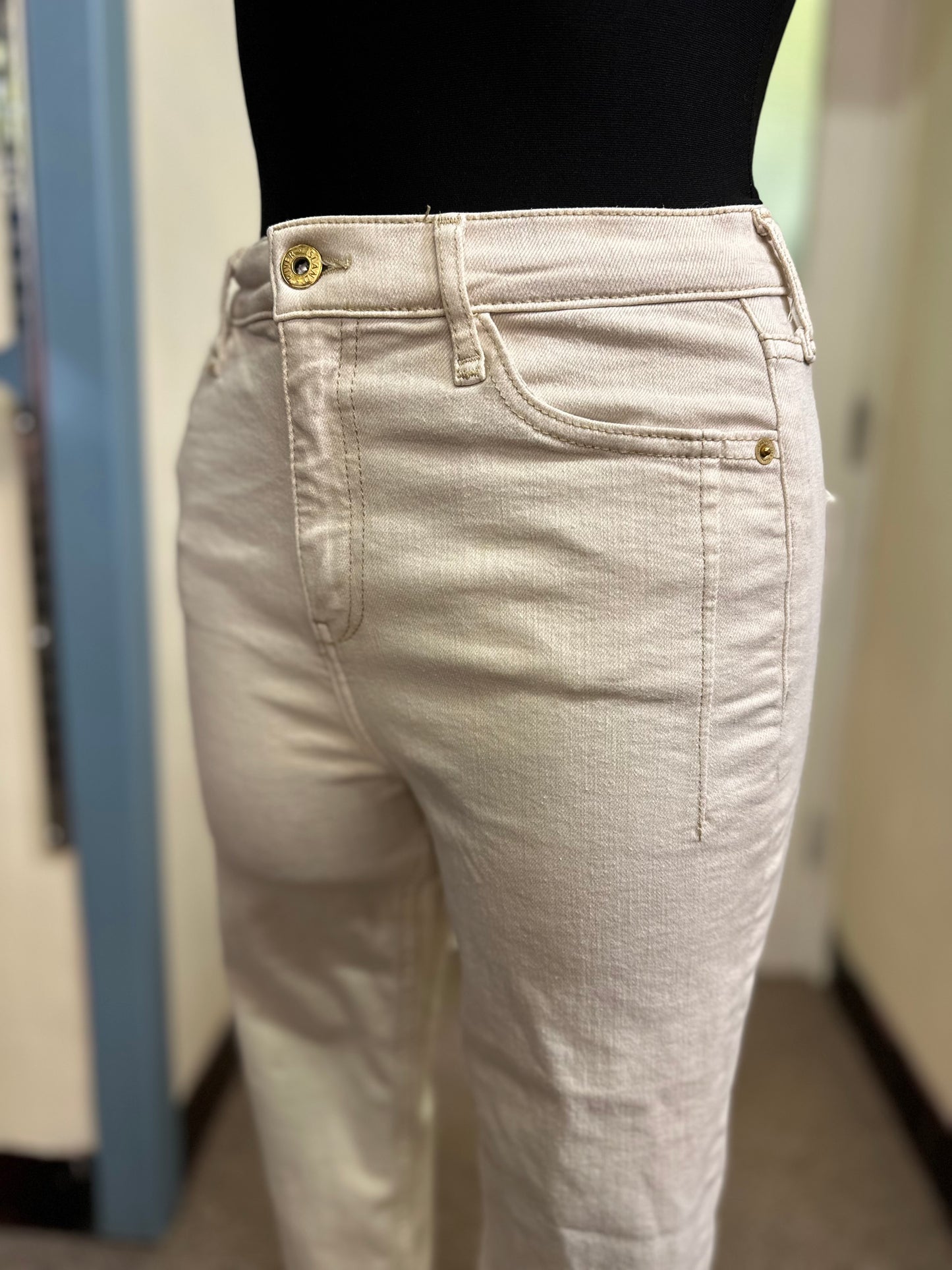 River Island Cream High Rise Skinny Jeans, Size 8