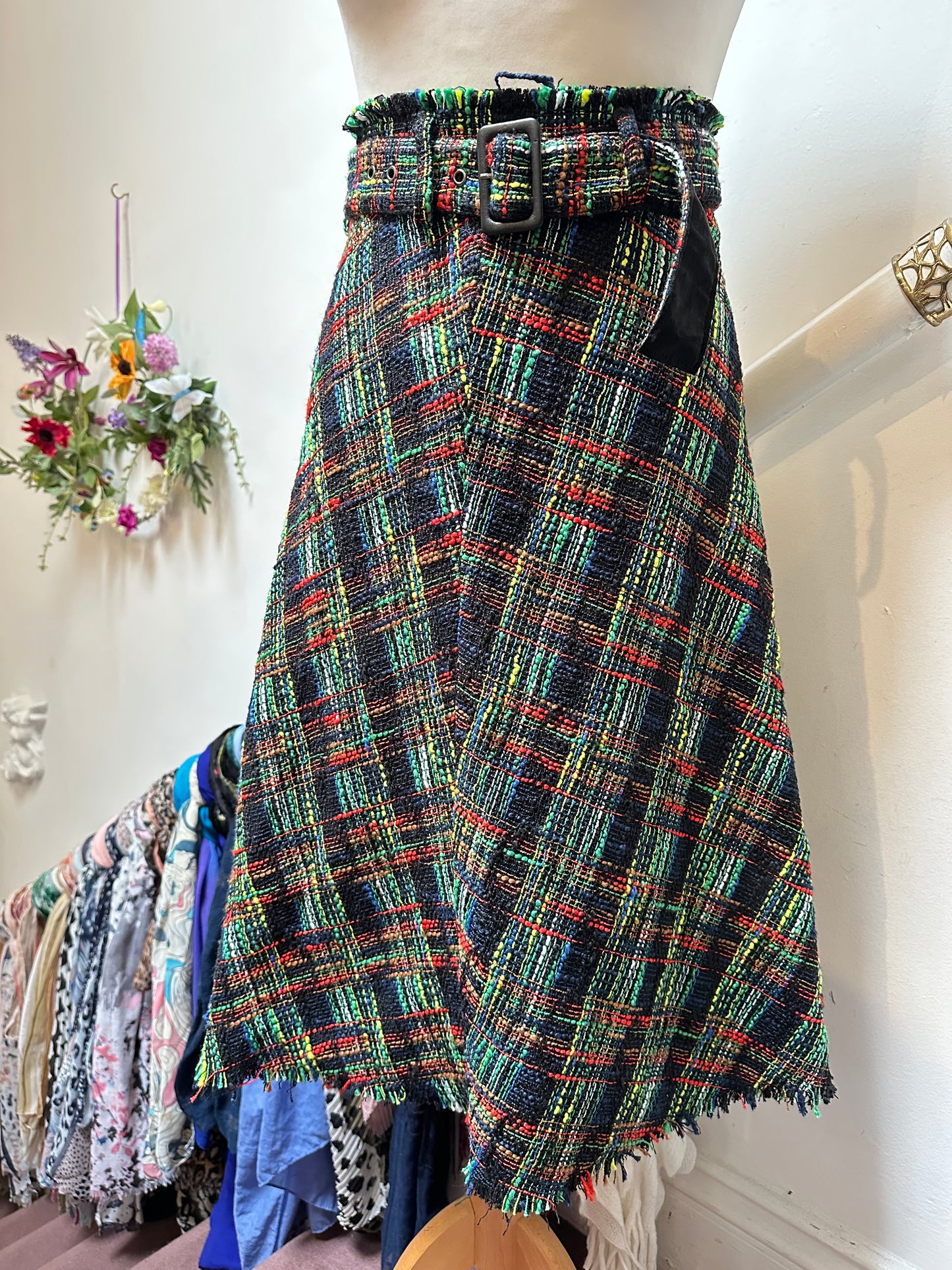 Zara Tweed-Like Fringed Skirt Size XS