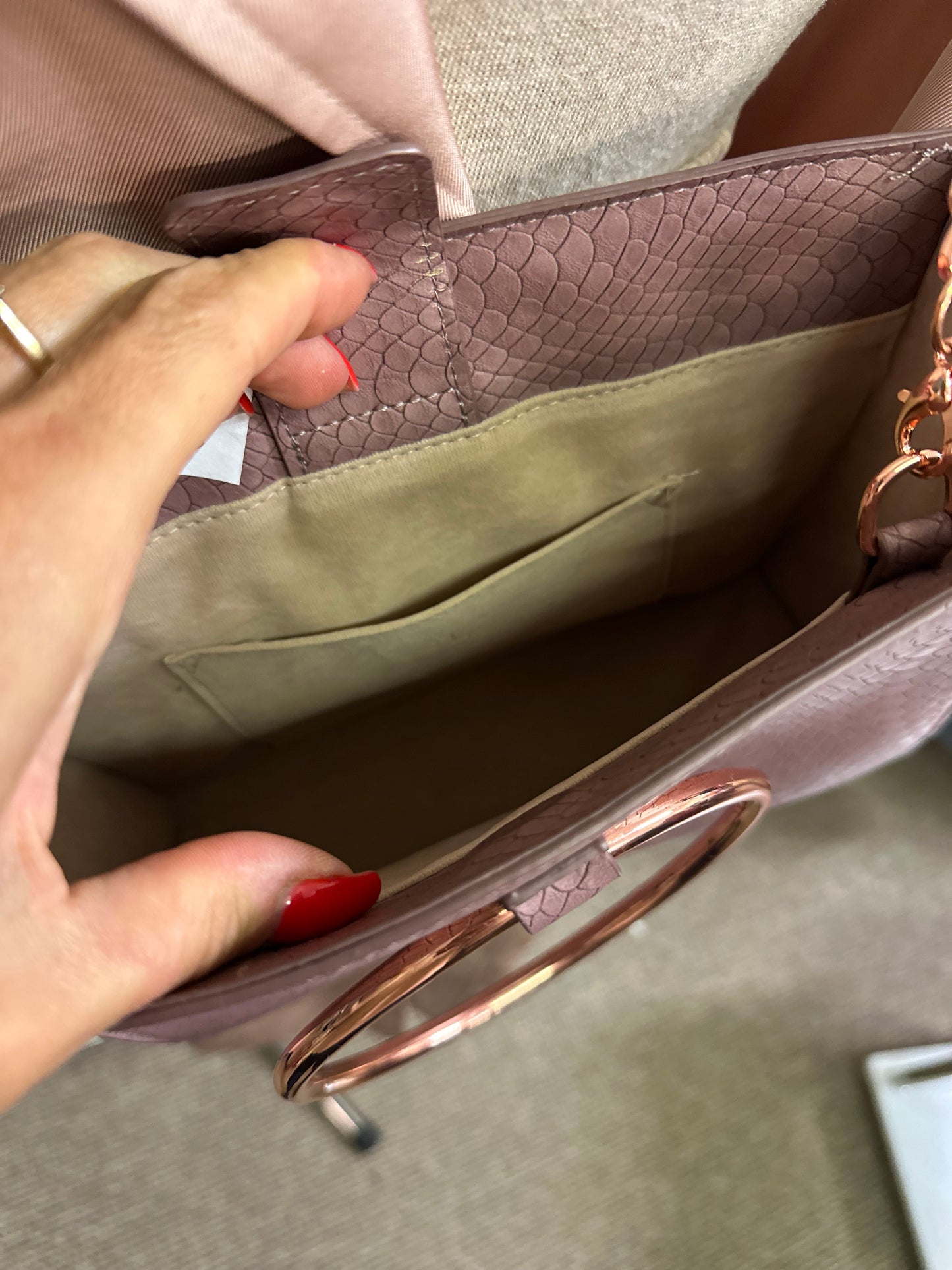 Blush Pink Bag with Metal Circle