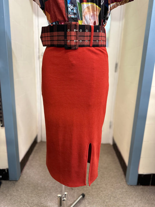 Glamorous Cognac Coloured Pencil Skirt, Size 8, Belt Not Included