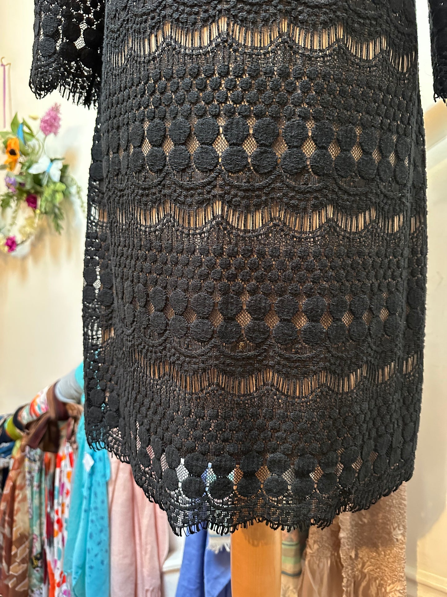 Designer Jessica Howard Lace Overlay Shift Dress Size 12