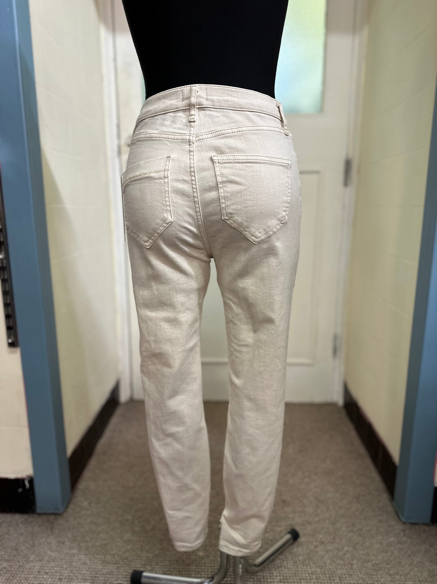 River Island Cream High Rise Skinny Jeans, Size 8