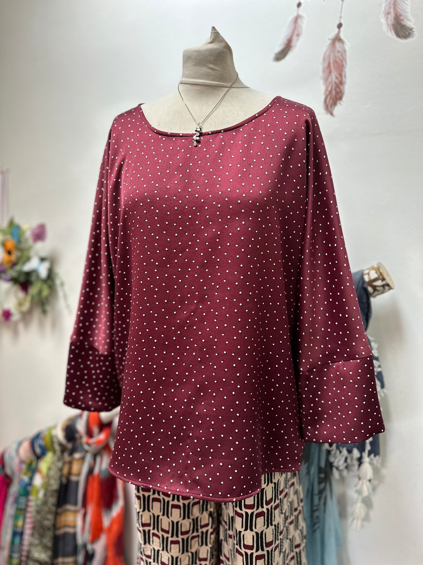 Gallery Burgundy Satin-like Top Size 20