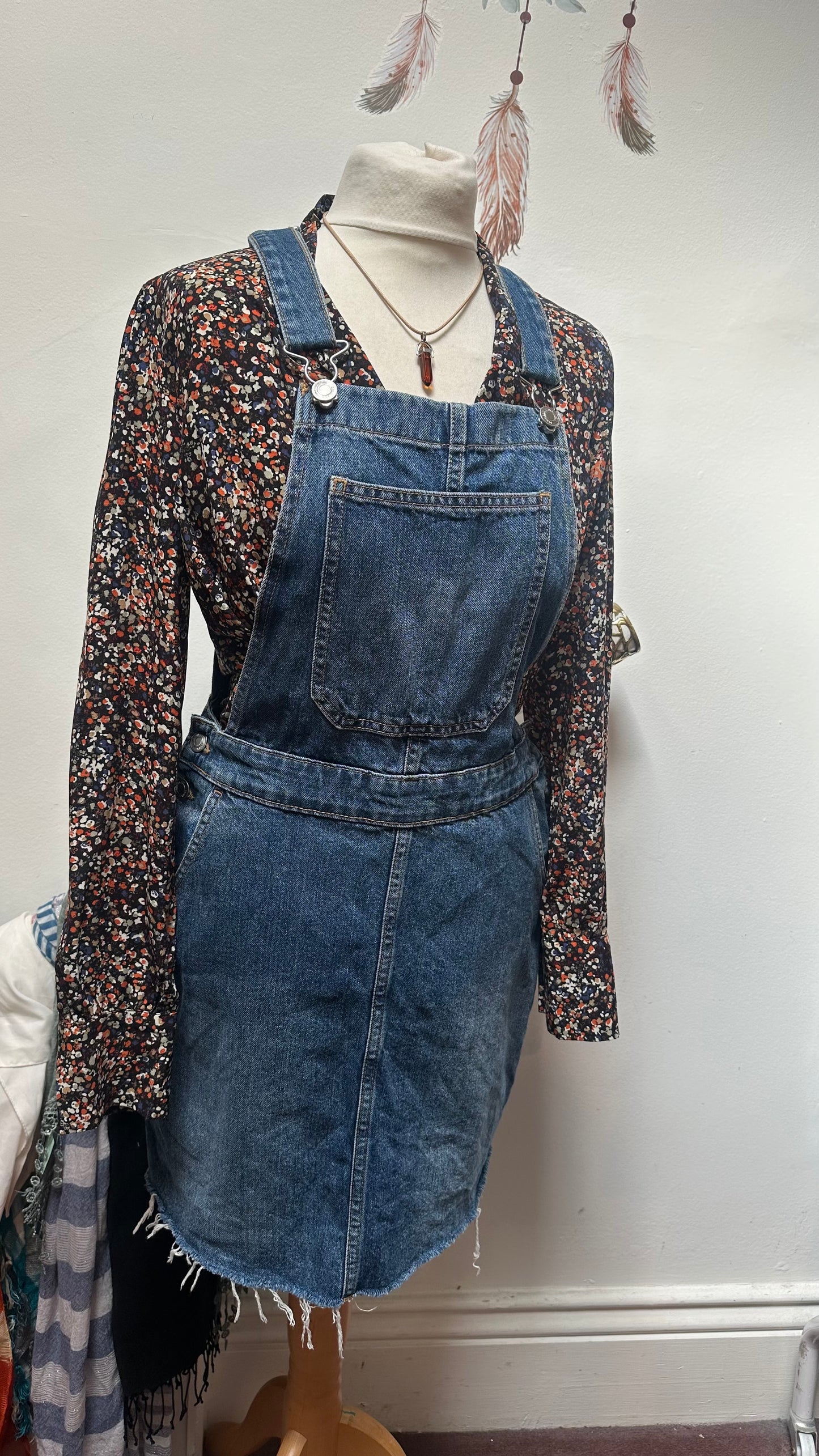 F&F Denim Dungaree Dress Size 10