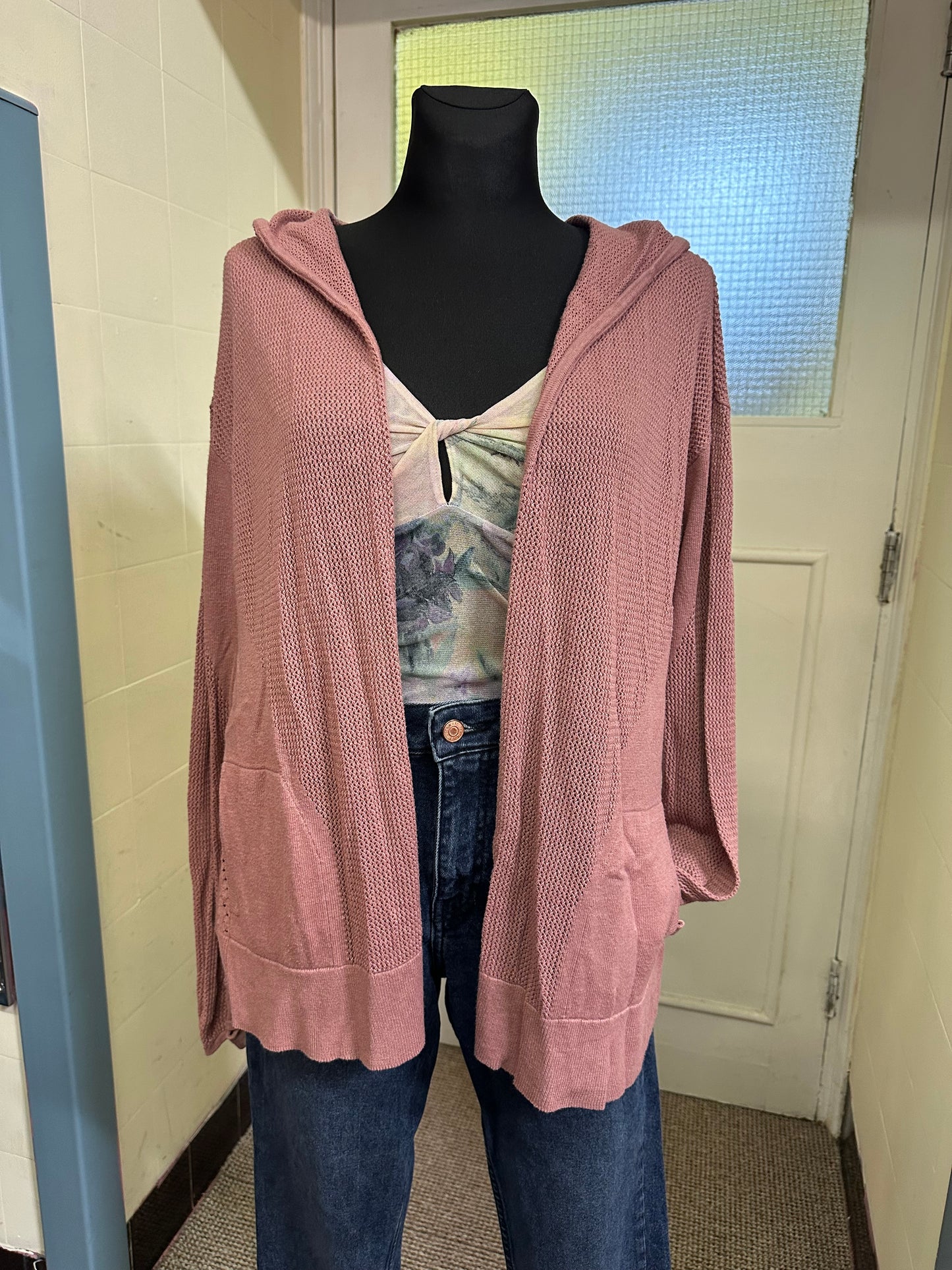 Lululemon Blush Pink Open Back Hooded Cardigan Size S
