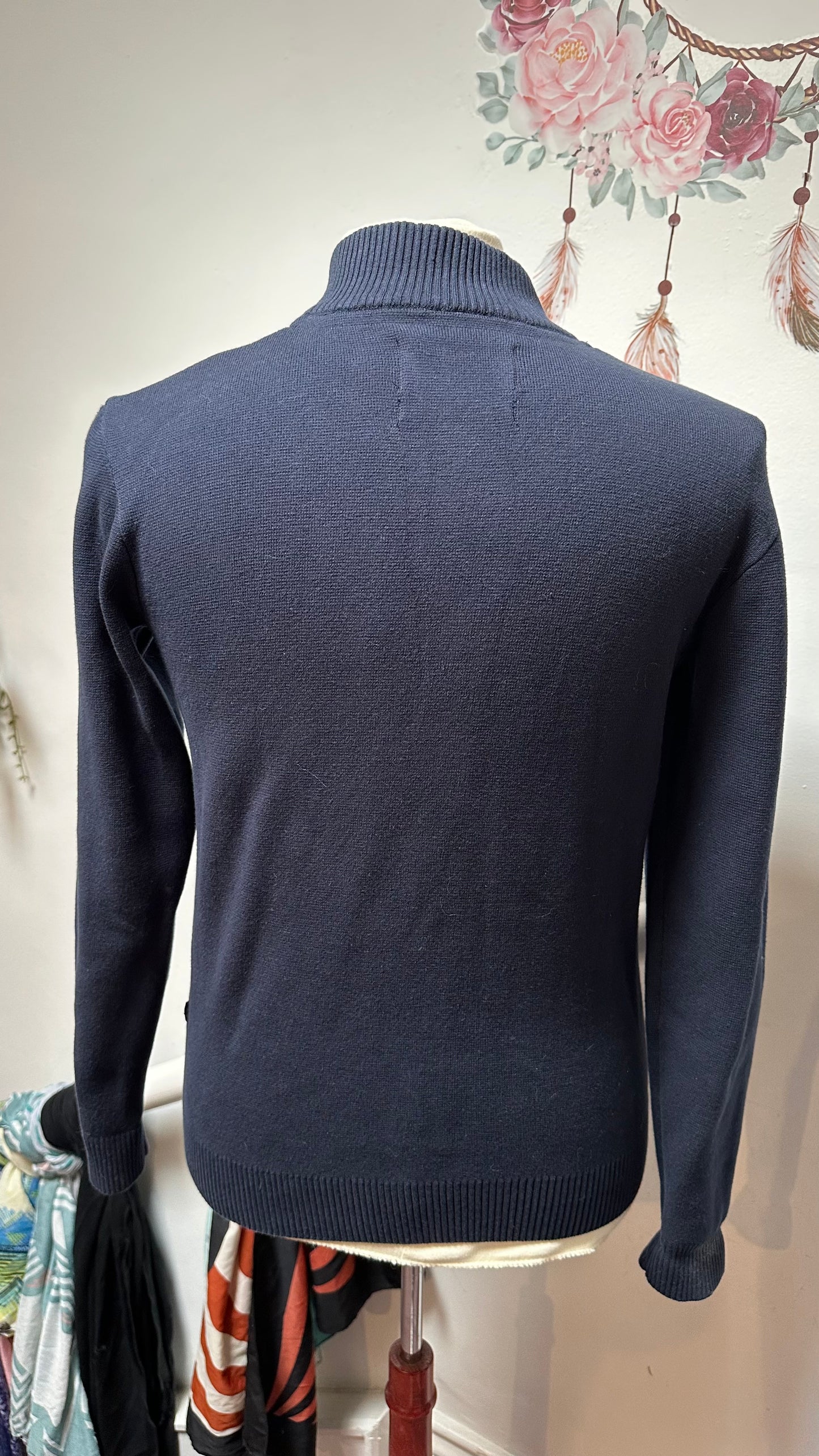 Indicode Navy Zip Up Sweater Size S