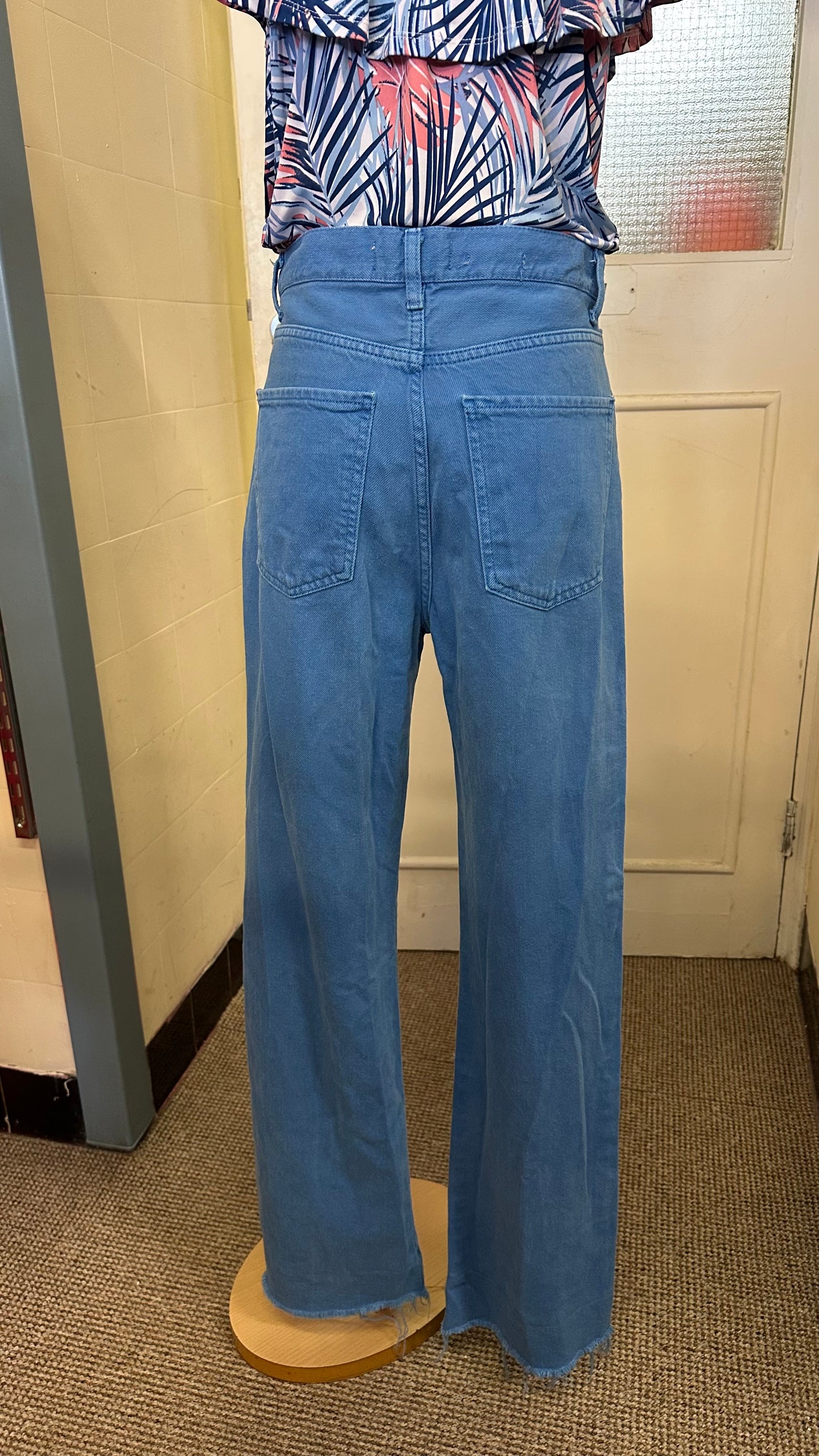 Mango High Rise Button Fly Flared 100% Cotton Jeans Size XS