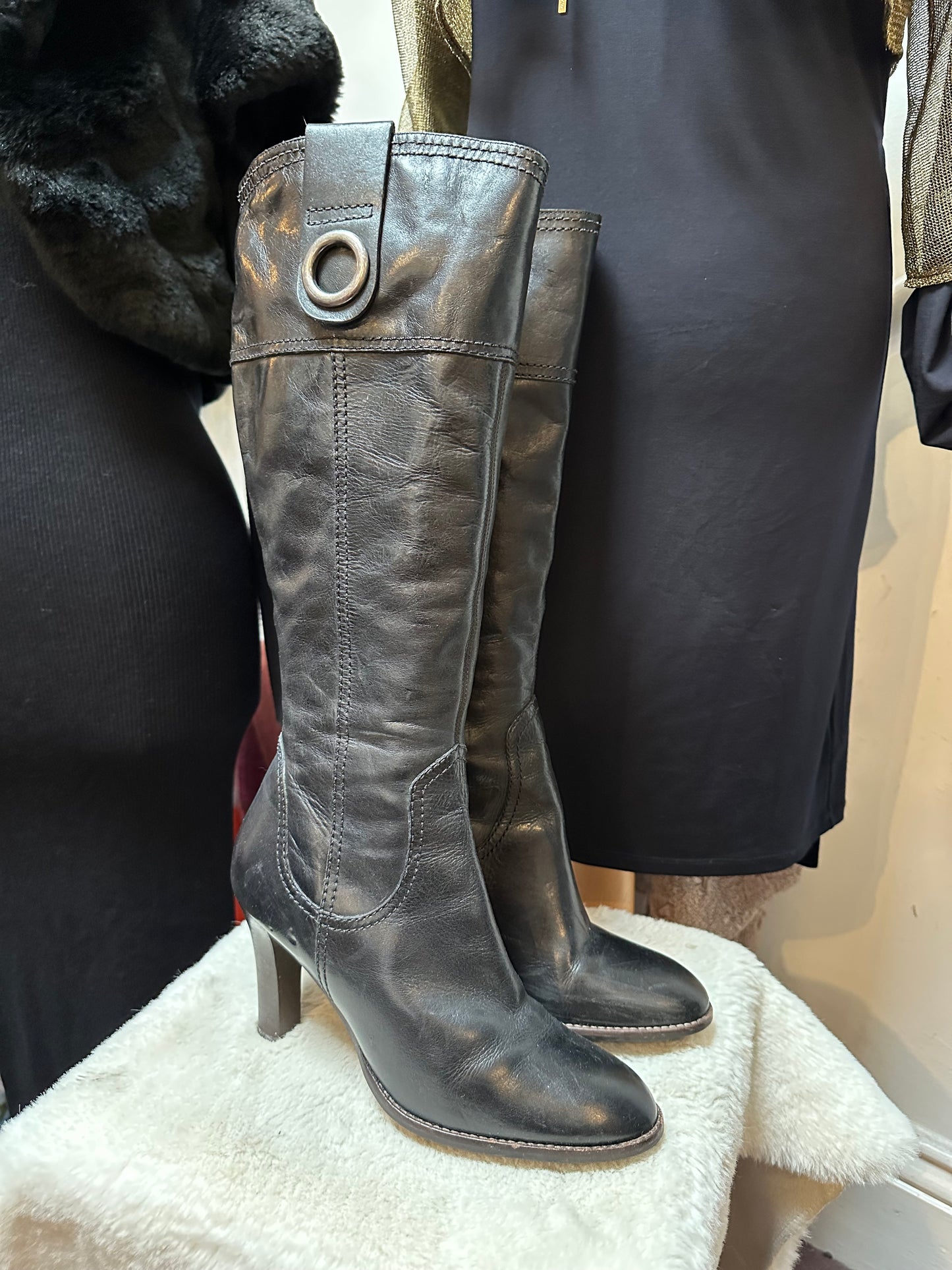 River Island Long Leather Boots Size 6.5