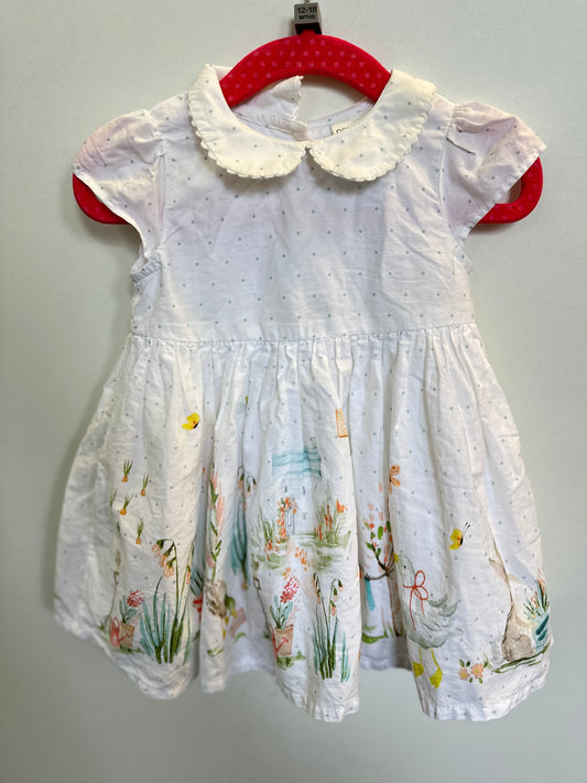 Next Cotton Bunny Dress Age 3-6m