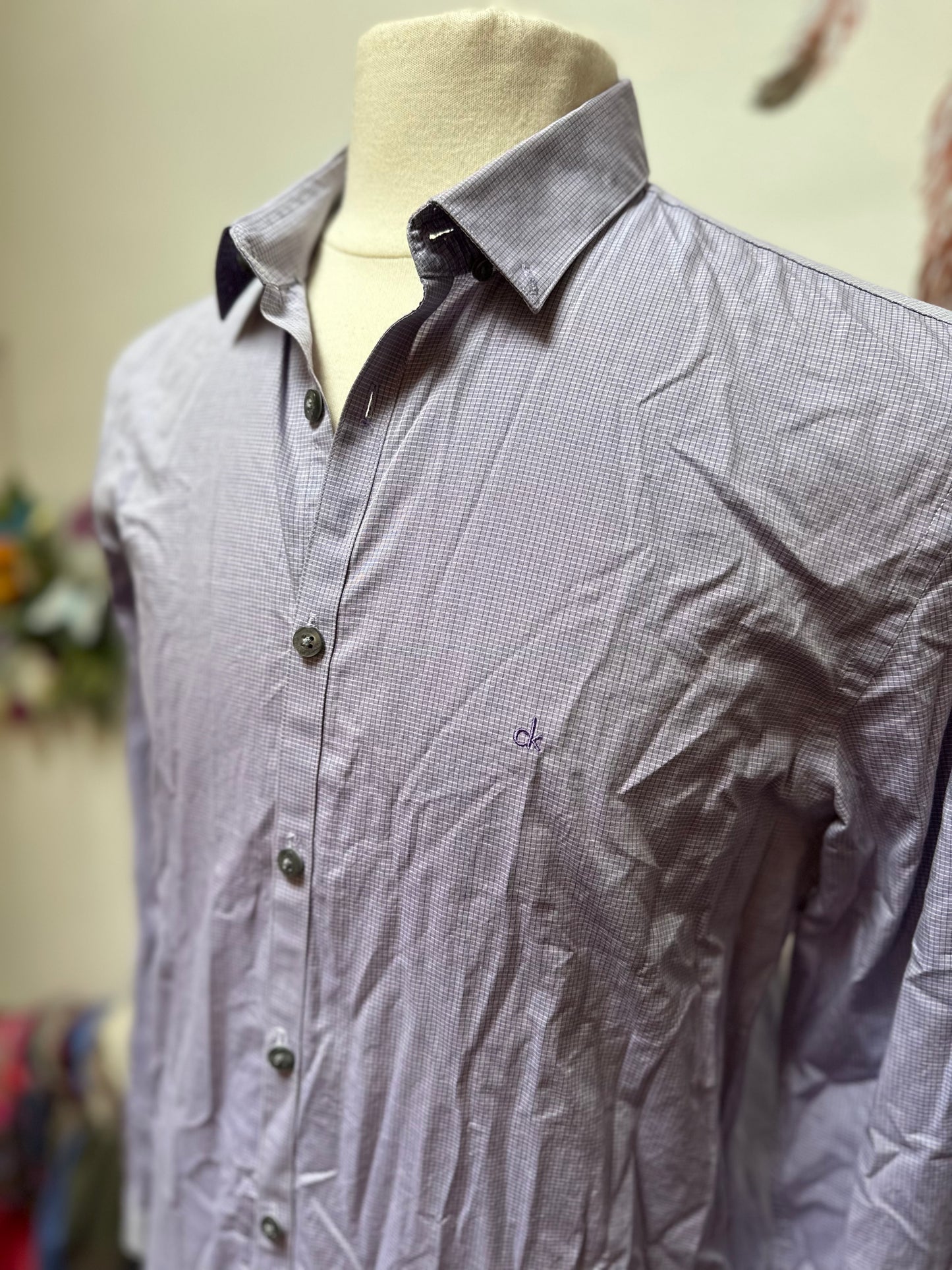 Designer Calvin Klein Lavender 100% Cotton Shirt Best Fit Size L