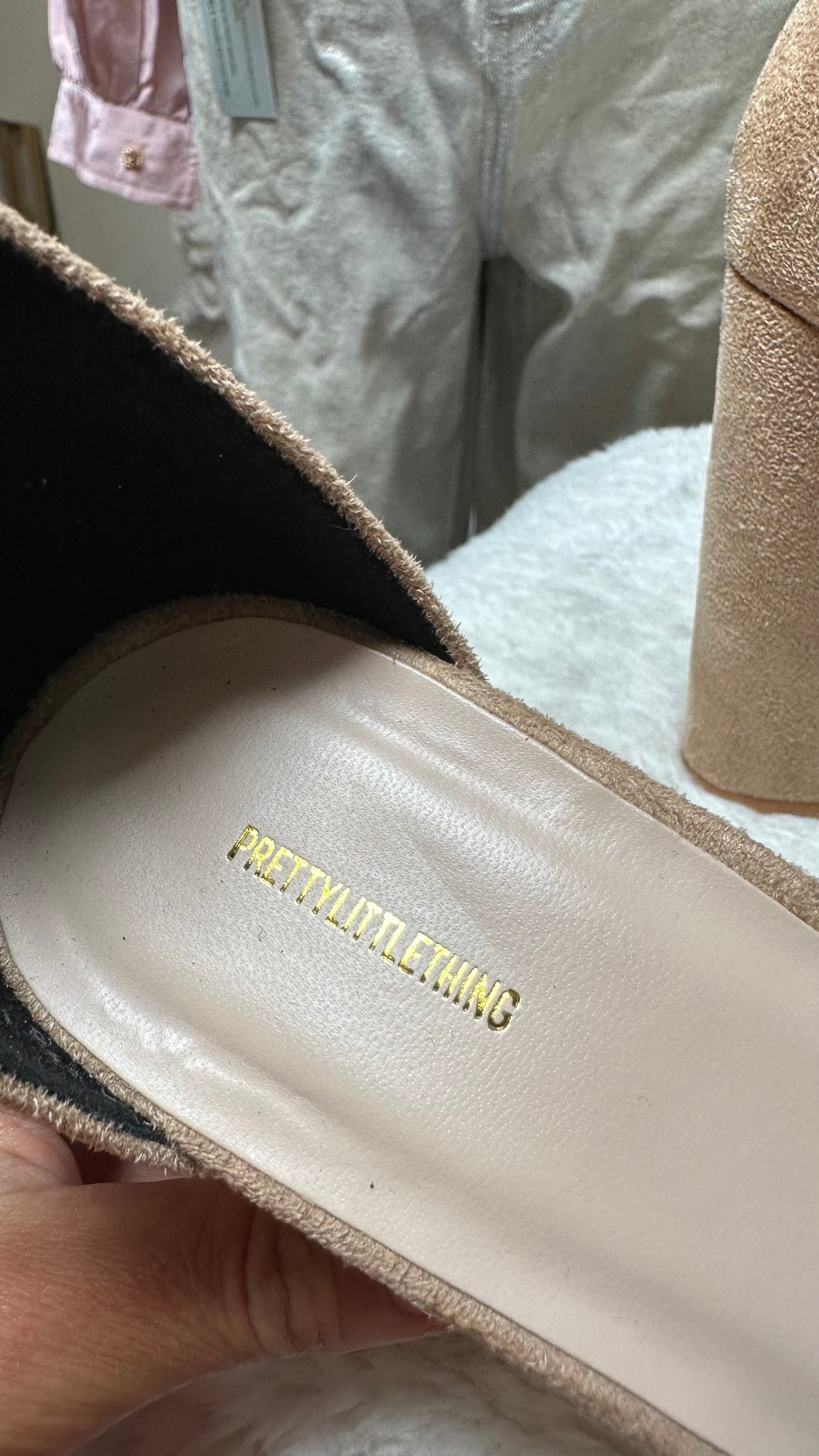 Pretty Little Thing Beige Block Heel Sandal As New 5