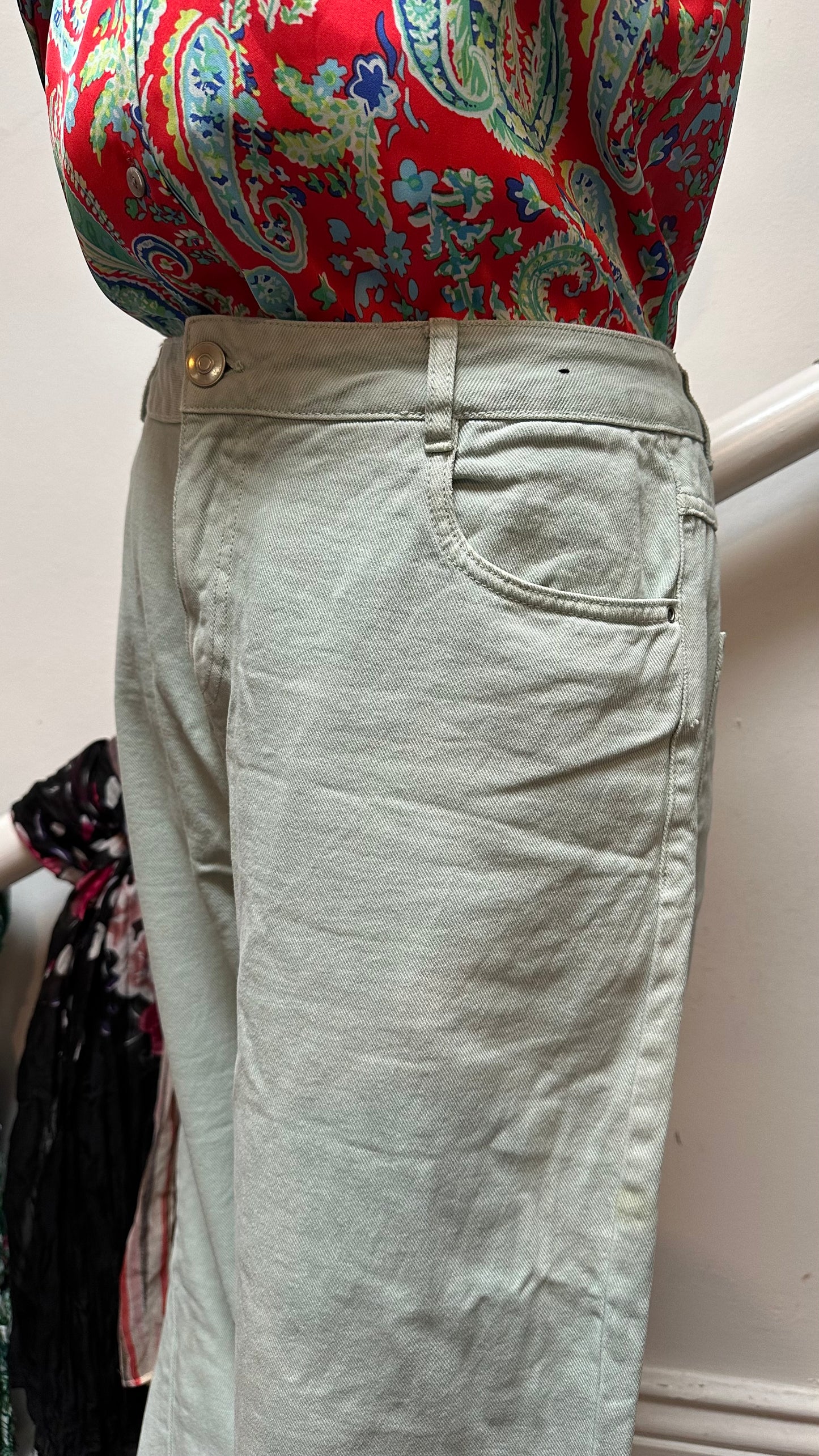 Dunnes Mint Green Crop Wide Leg Jeans Size 12