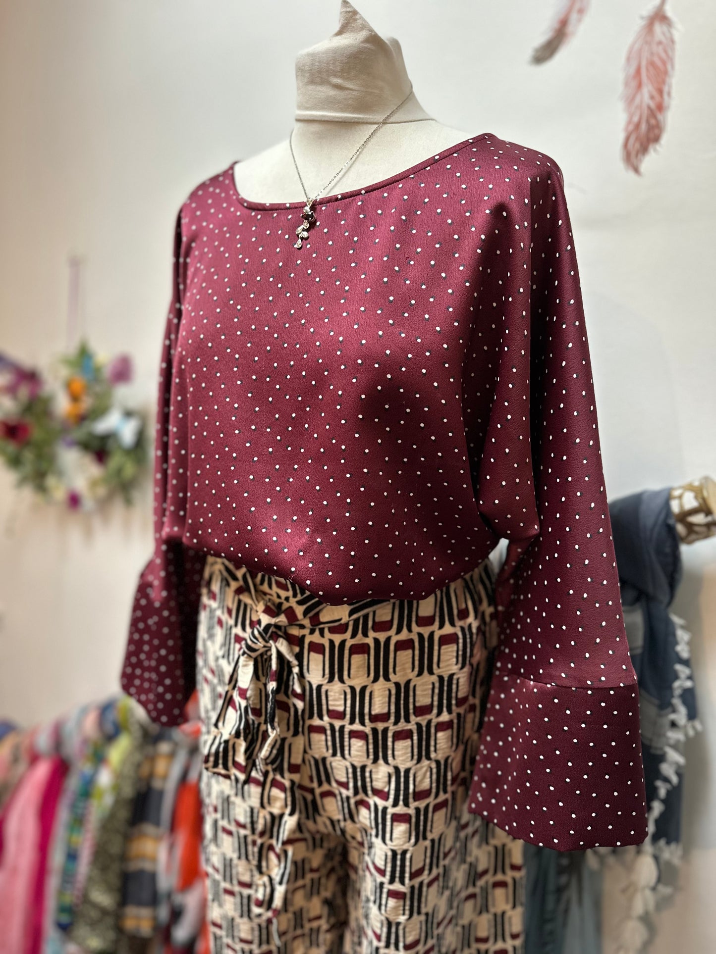 Gallery Burgundy Satin-like Top Size 20