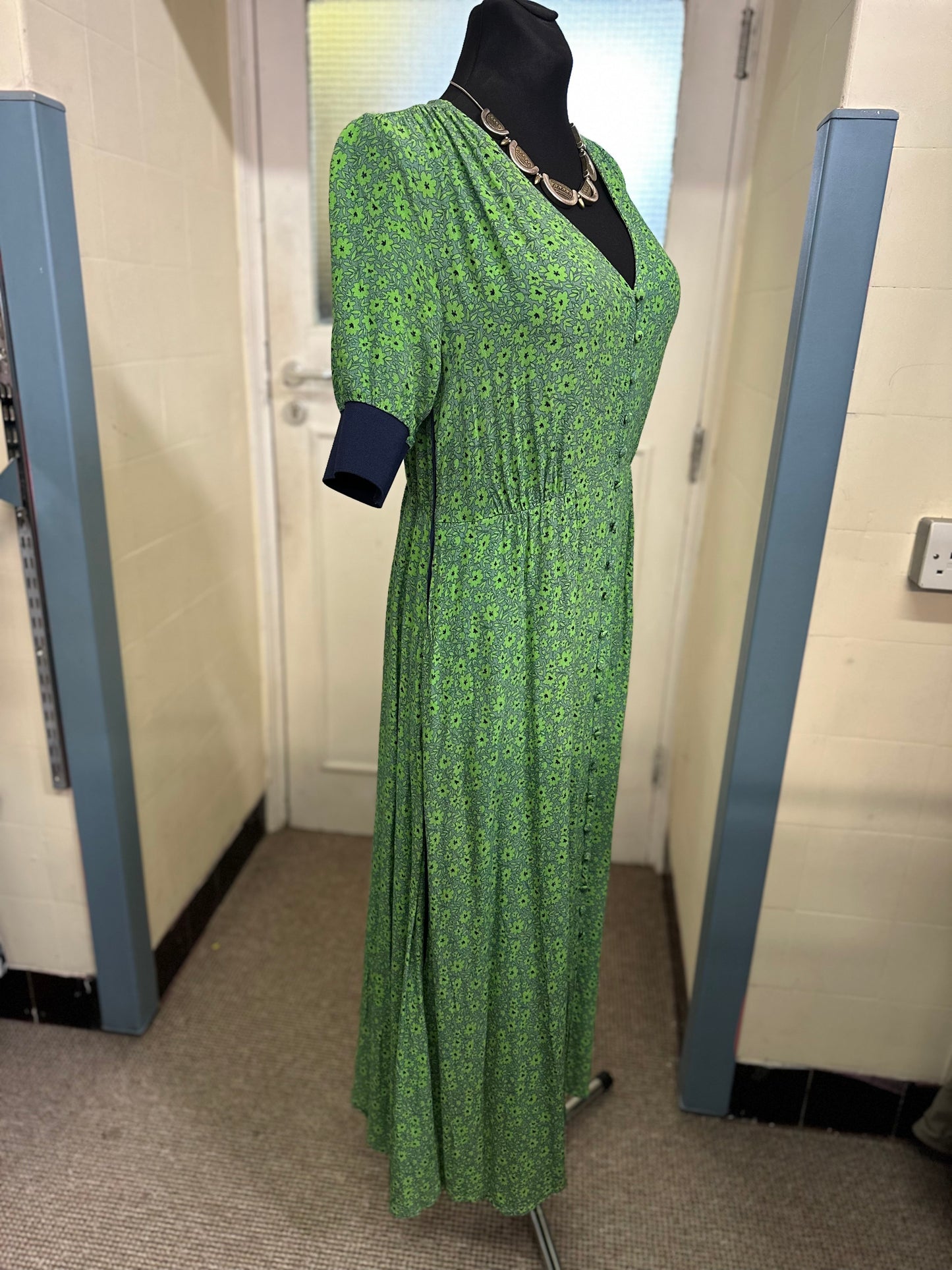 Gallery Green & Navy Dress Size 10