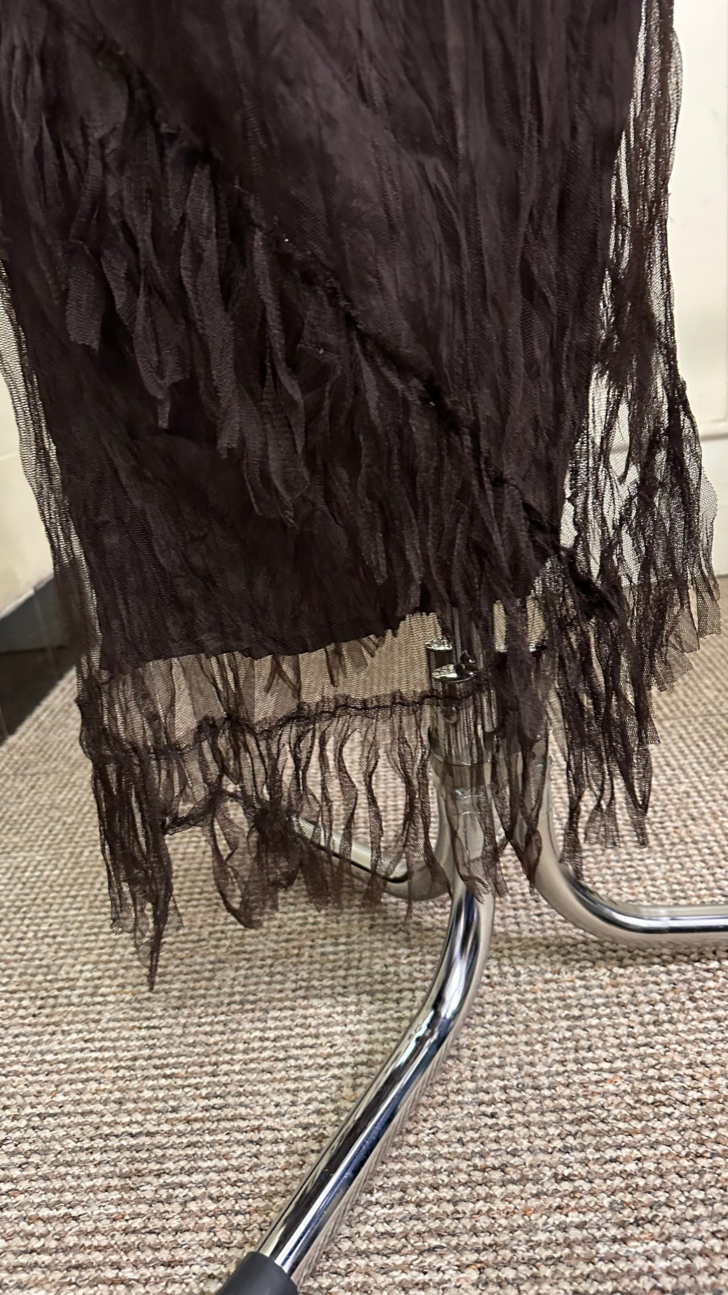 Vintage Regine Chocolate Brown Fringed Skirt Best Fit Size M