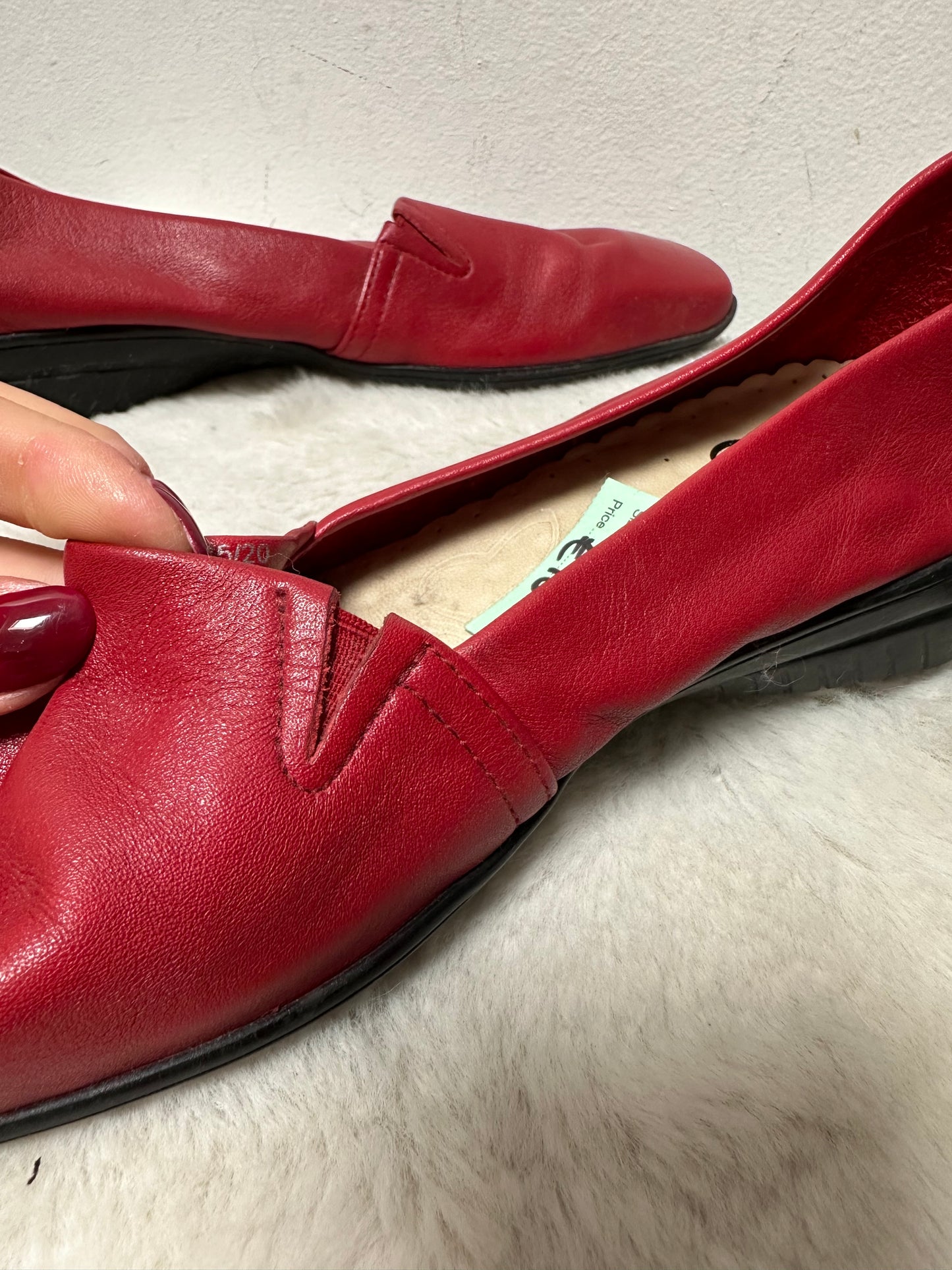 Caprice Super Soft Real Leather Red Flats, Size 5.5