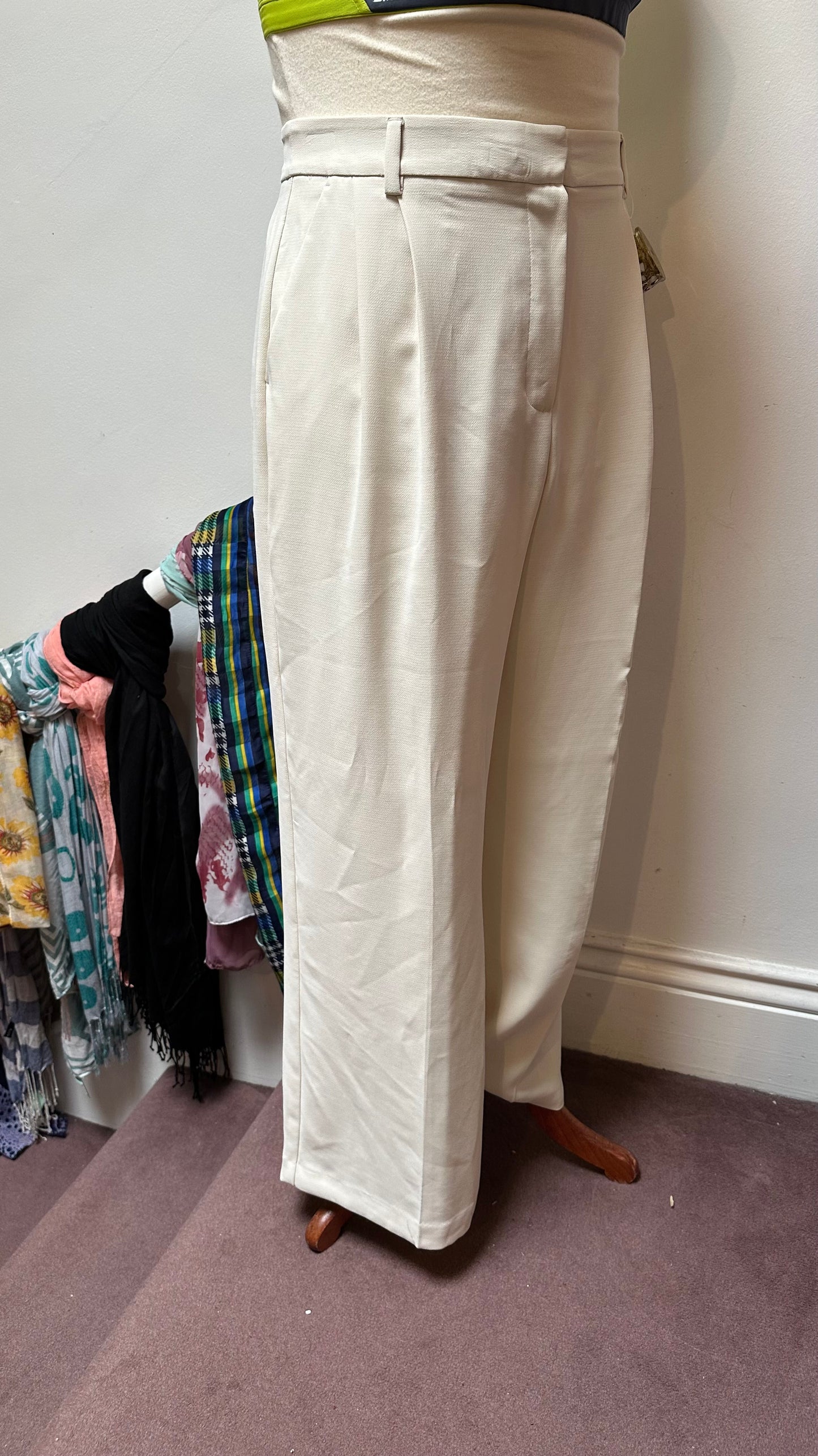 F&F Cream Tailored Trousers Size 16