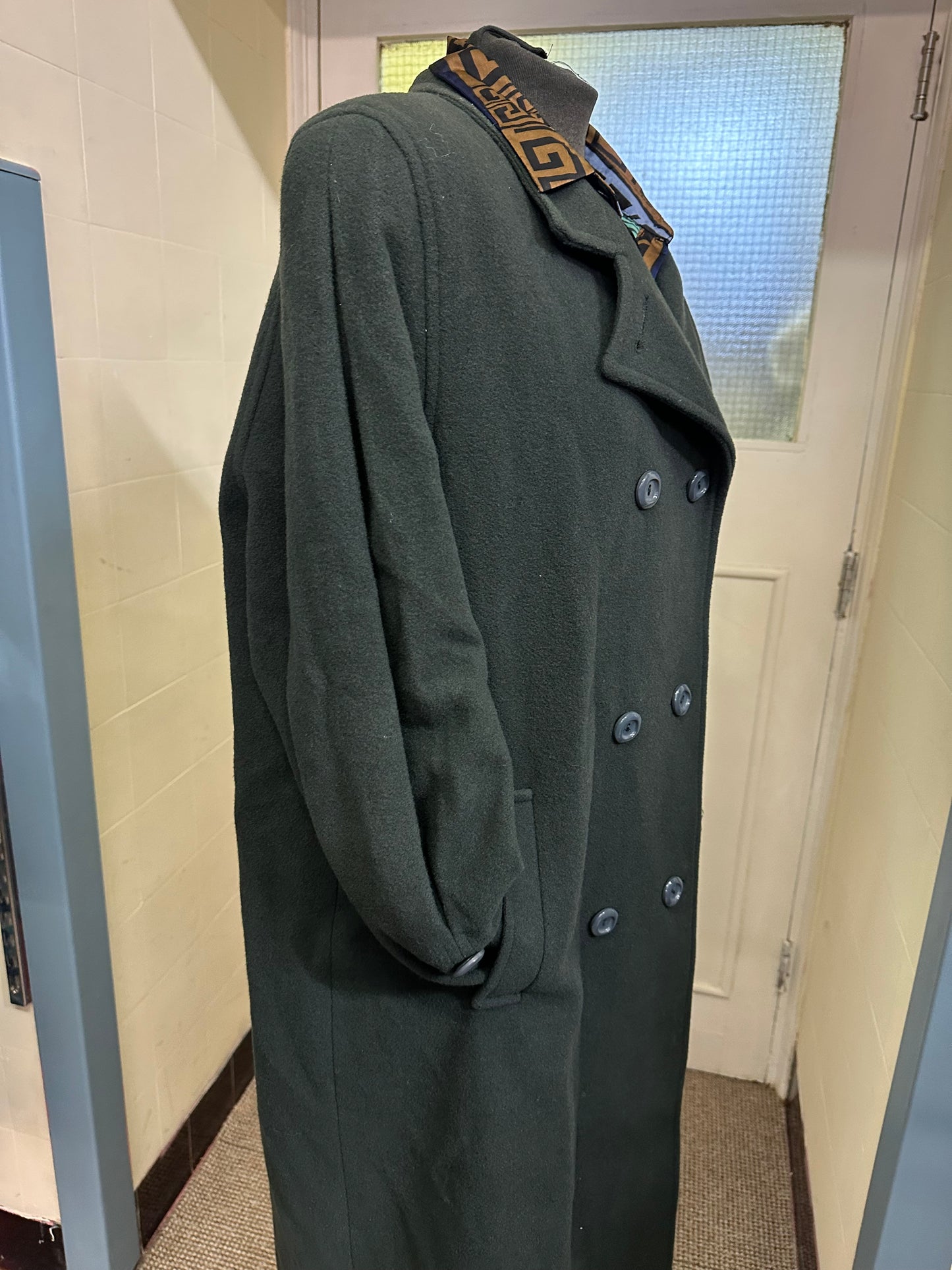 Pure Wool Forest Green Full Length Coat Size 16/18