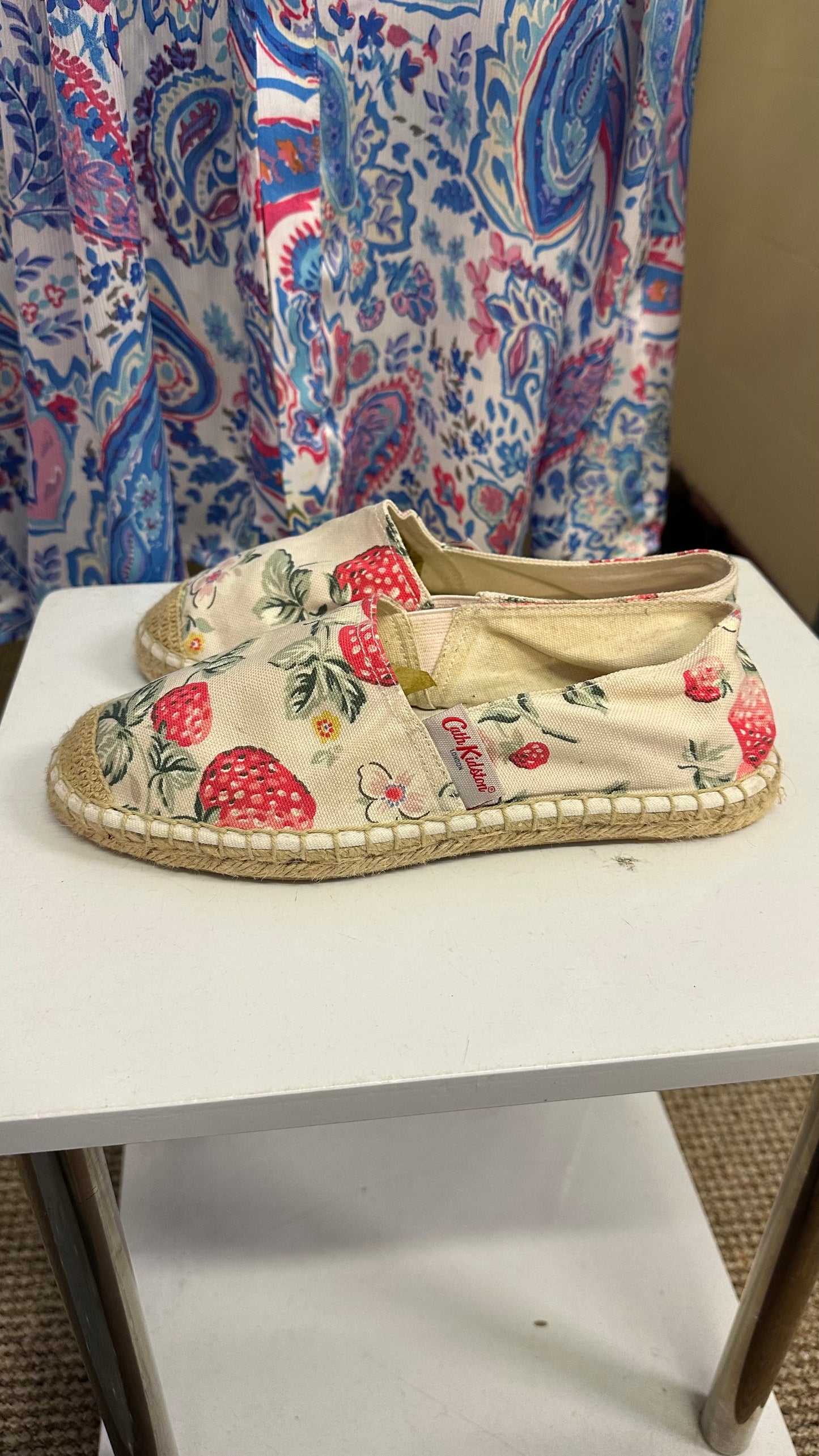 Cath Kidston Canvas Strawberry Print Espadrilles Size 4