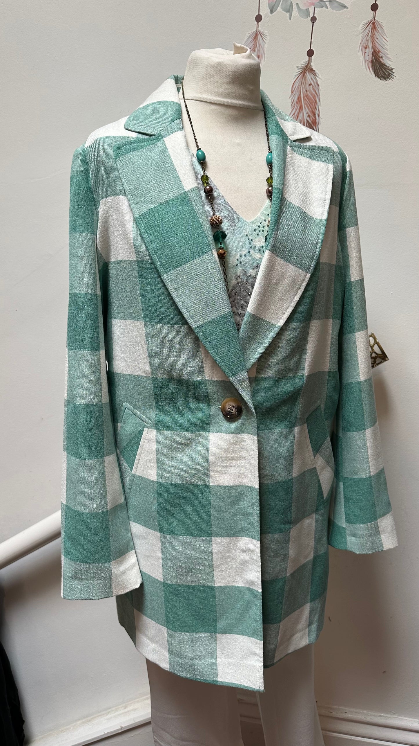 George Green Check Long Blazer Size 10