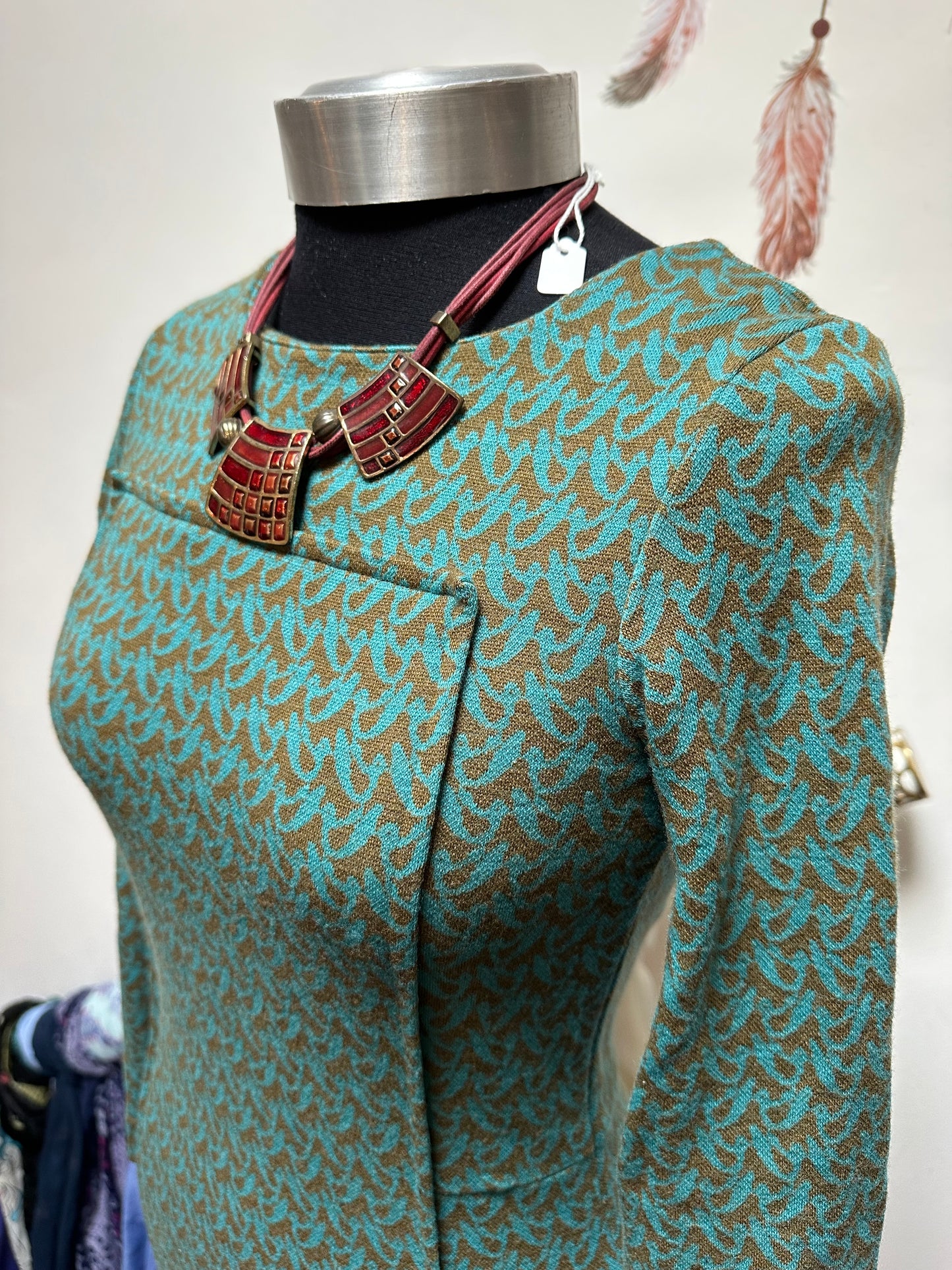 Designer Orla Kiely 100% Wool Retro Dress Size 8