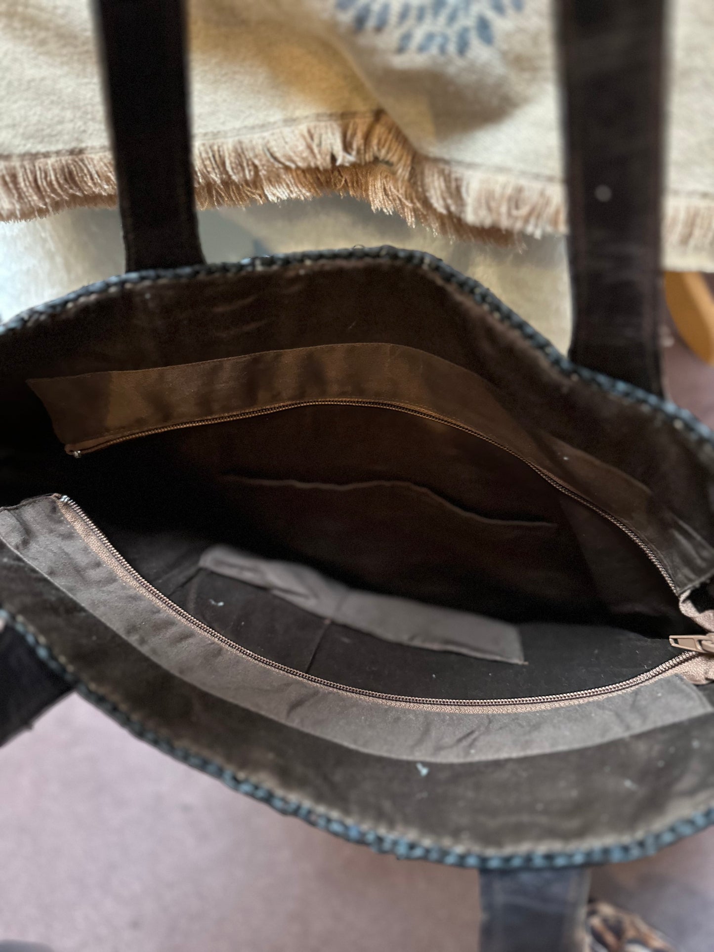 Straw & Leather Bag