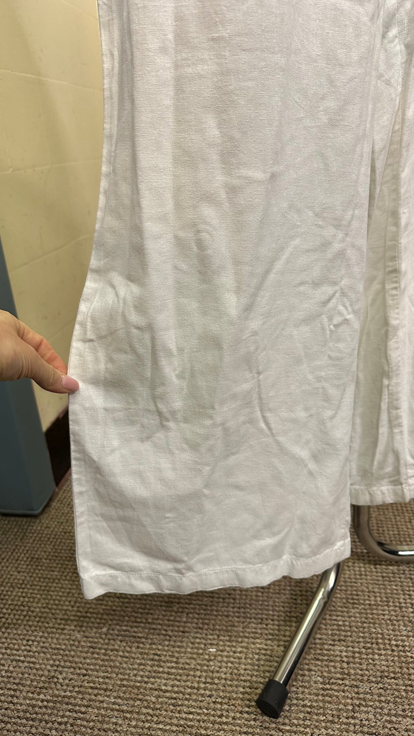 Next Linen Blend White Trousers Size 18