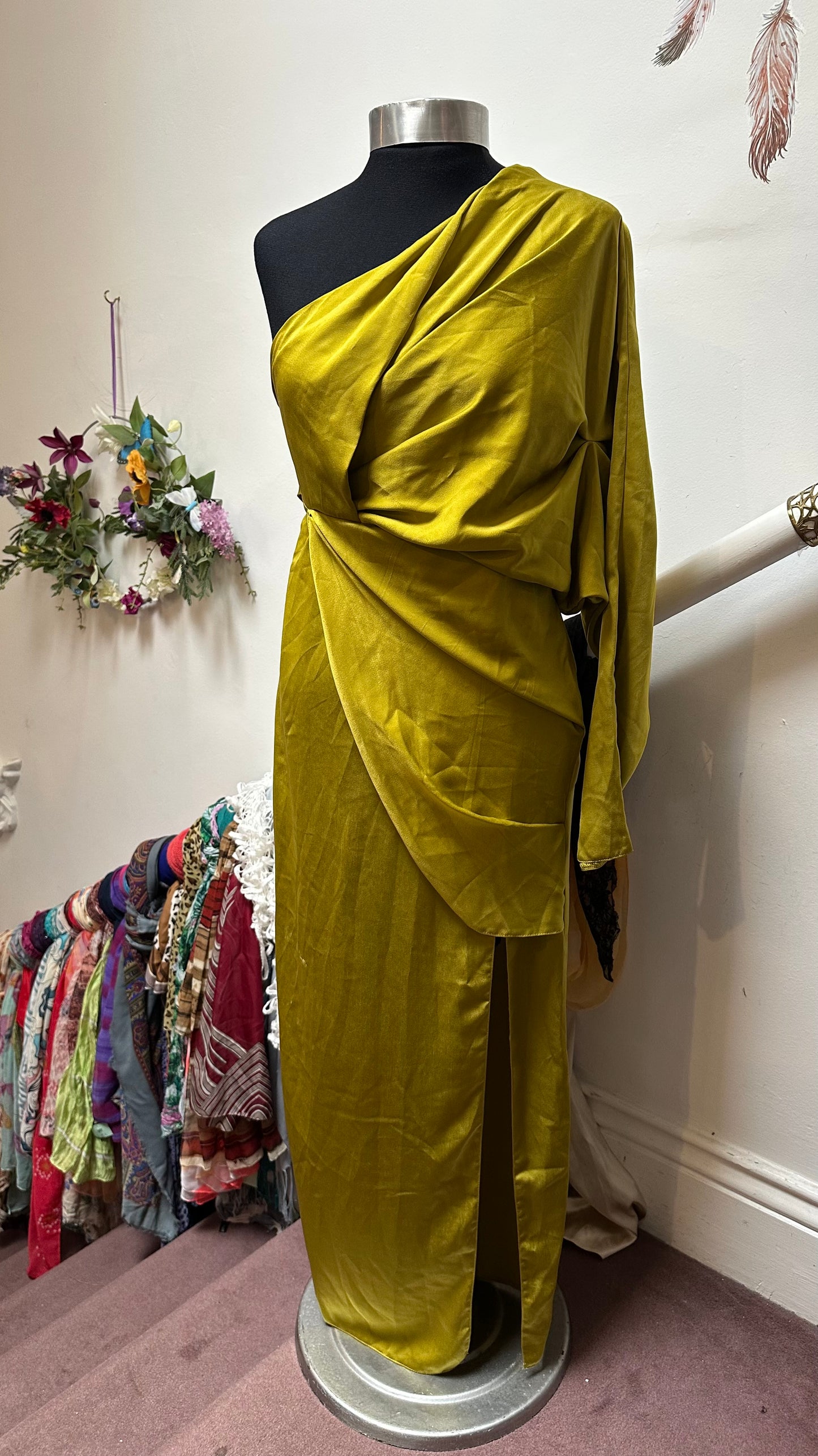 ASOS Olive/Khaki Asymmetric Dress Size S