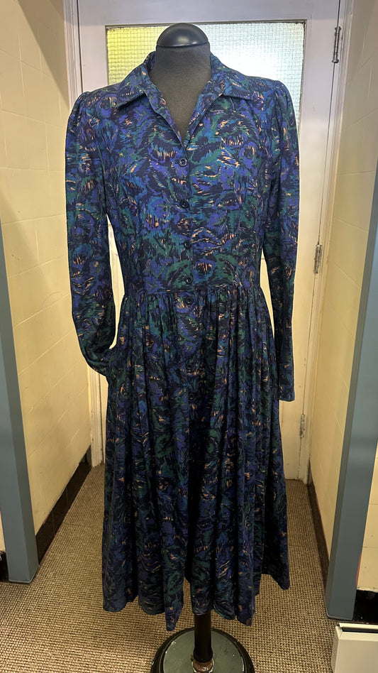 Rare Find Vintage Laura Ashley Cotton Dress with Pockets & Shoulder Pads Best Fit Size 10 (missing 4 buttons) Approx. 4 inches in the hem so could easily be let down. Pictures don’t do it justice! €50 or best offer