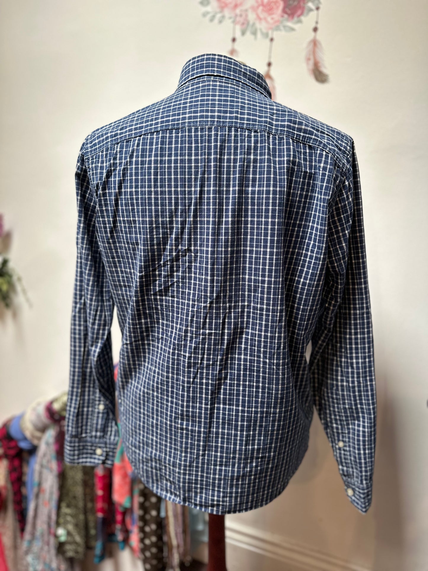 Hollister Blue Plaid Shirt Size L 100% Cotton