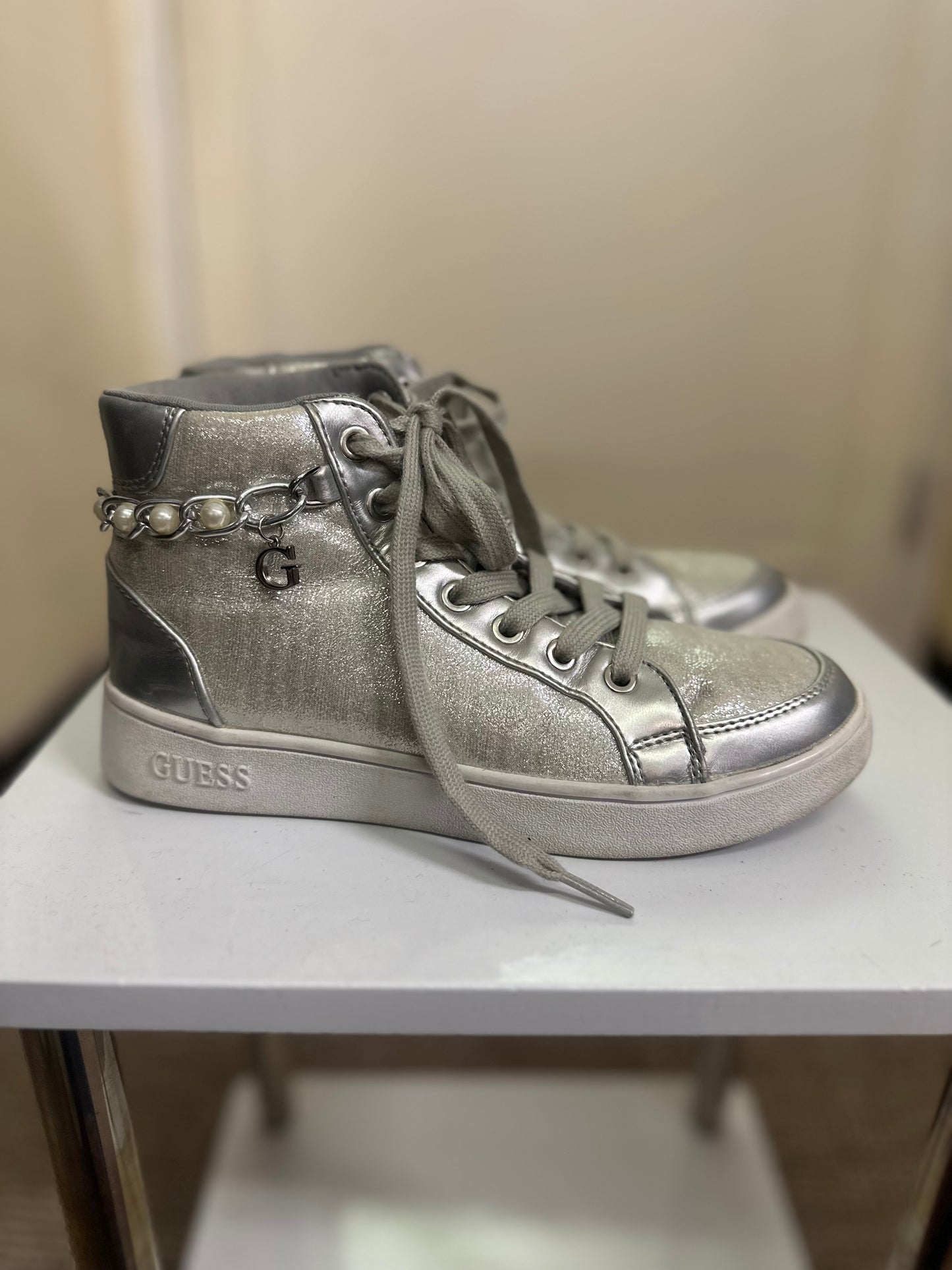 Guess Silver High-Tops, Size 3