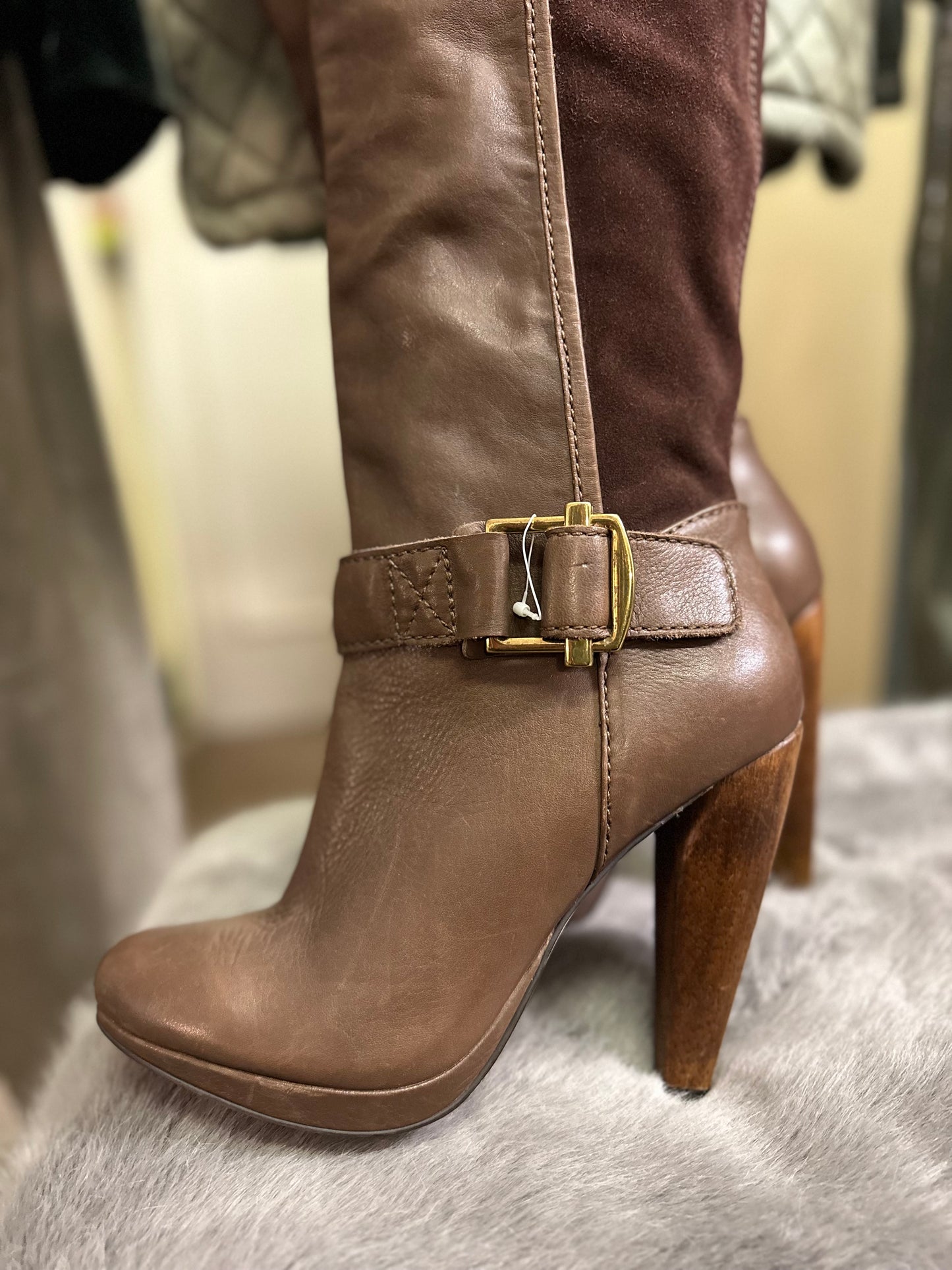 Stunning French Connection Real Leather & Suede Long Boots As New Size 6.5 RRP £200!!