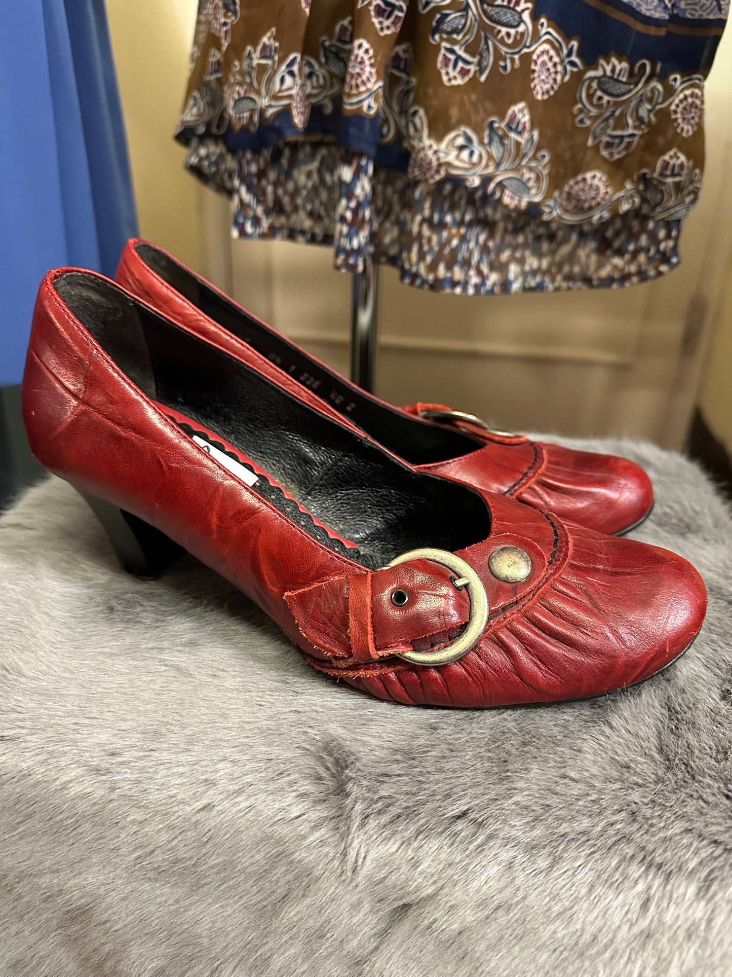 Grodecki Red Leather Pumps Size 6.5 Slightly scuffed on rear, see last photo