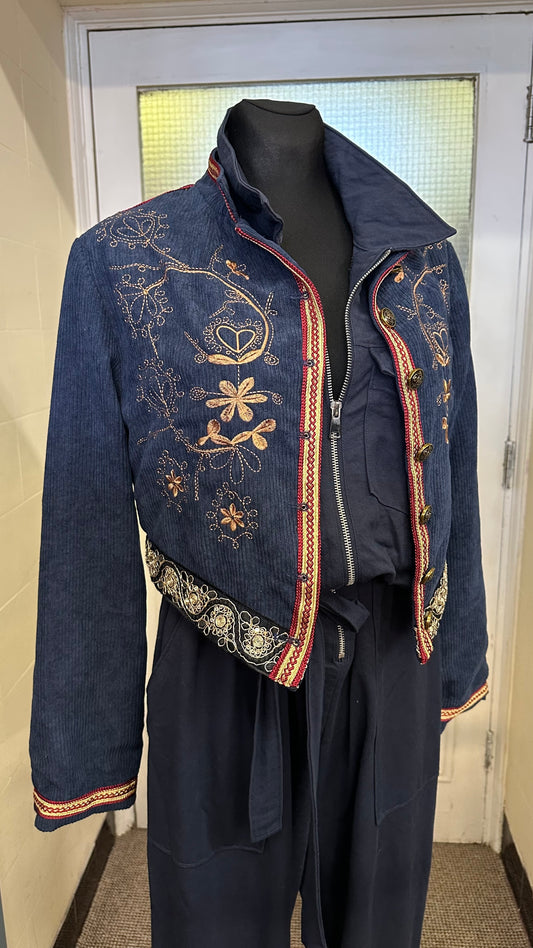 Shein Navy Corduroy Boho Jacket Size M
