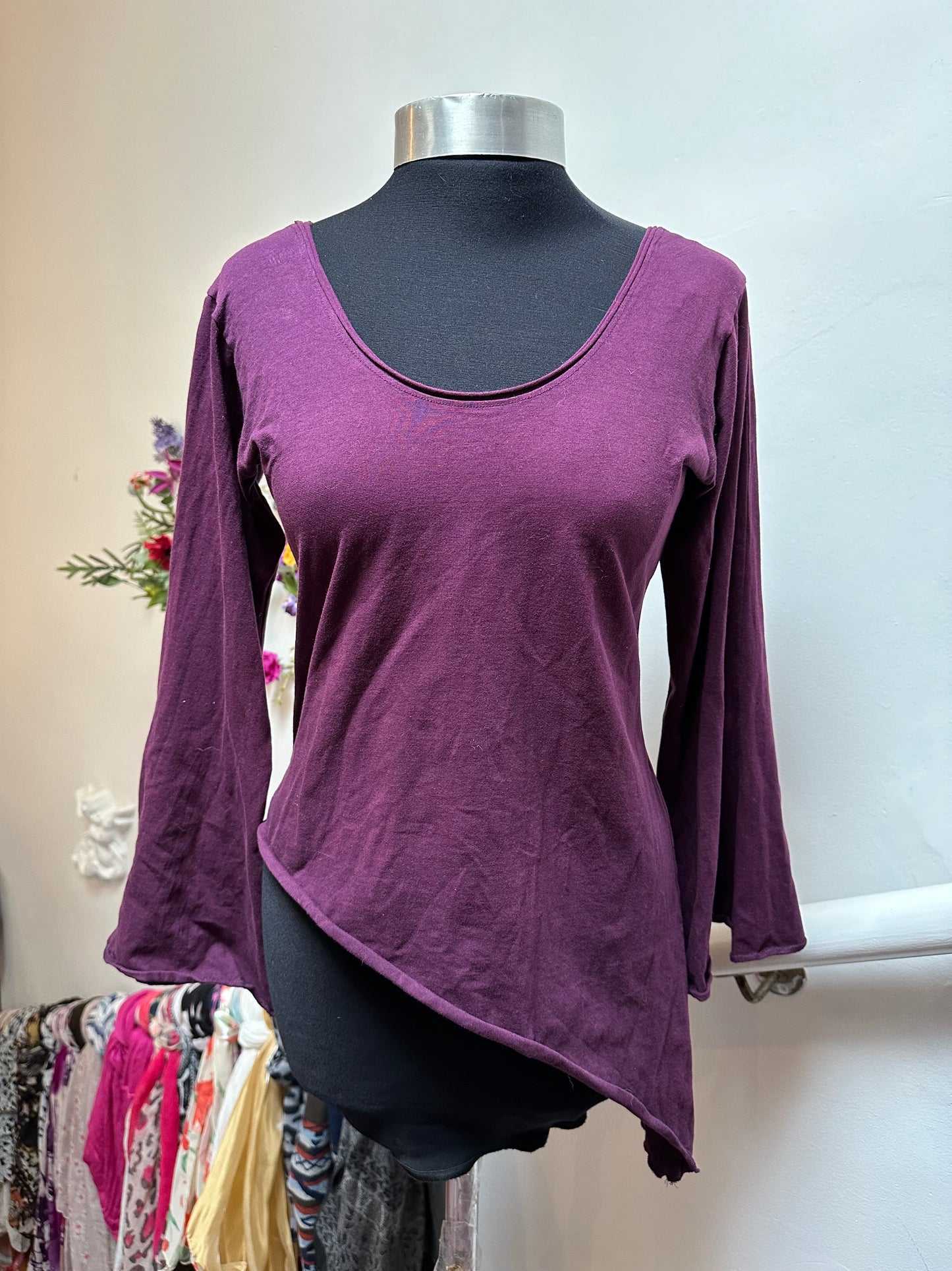 Altshop Aubergine Asymmetrical Top, Size S