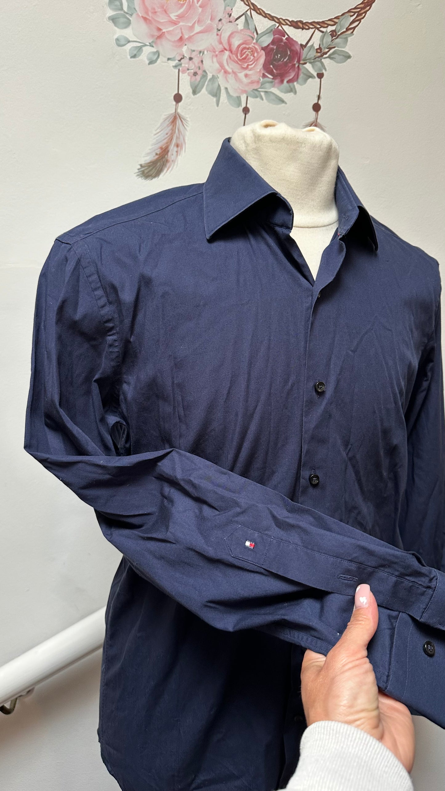 Tommy Hilfiger Navy Fitted Shirt Size M