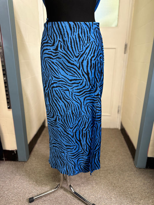 Dunnes Blue Tiger Print Skirt, Size 12