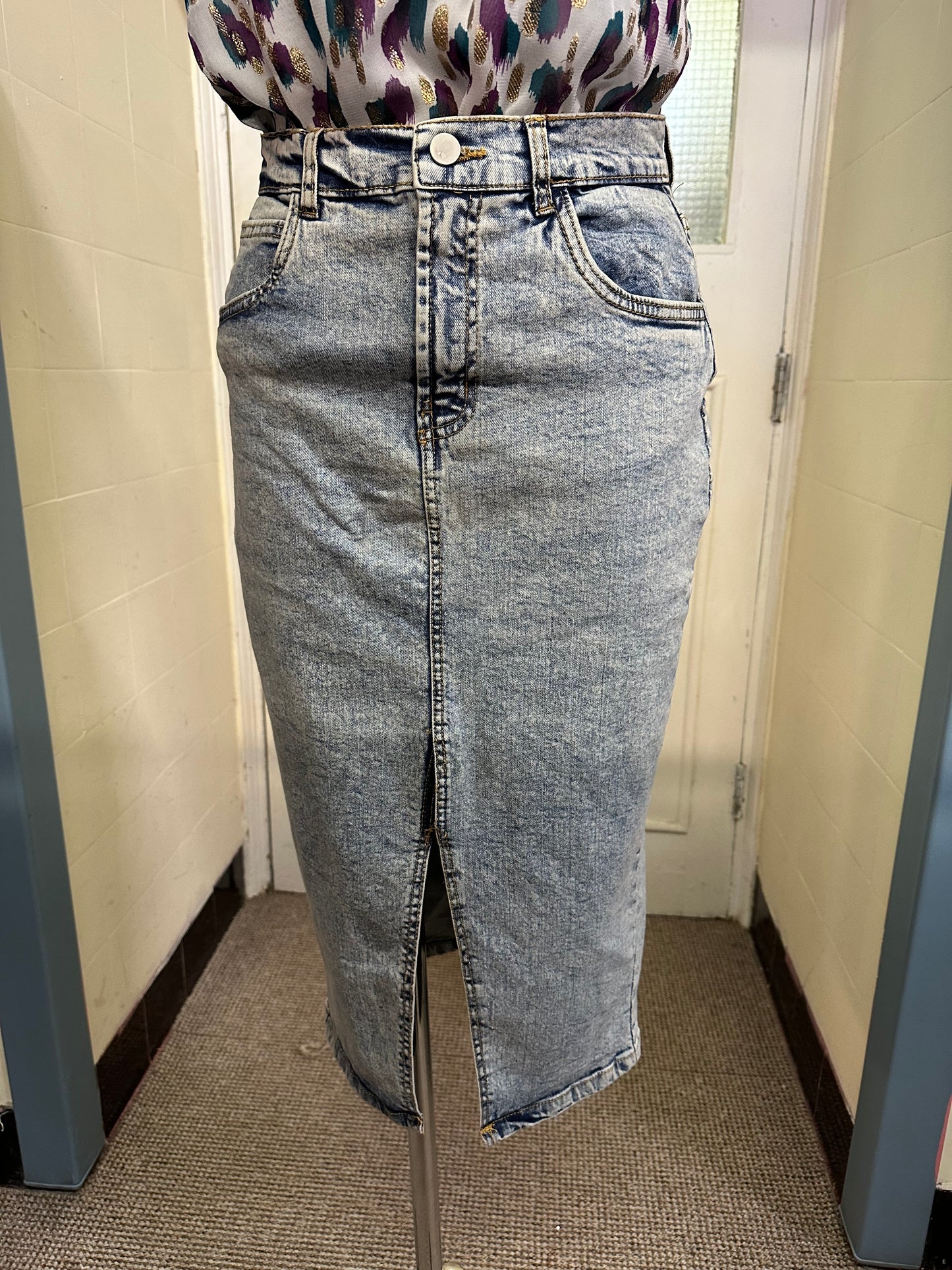 Dunnes Denim Front Split Skirt Size 10