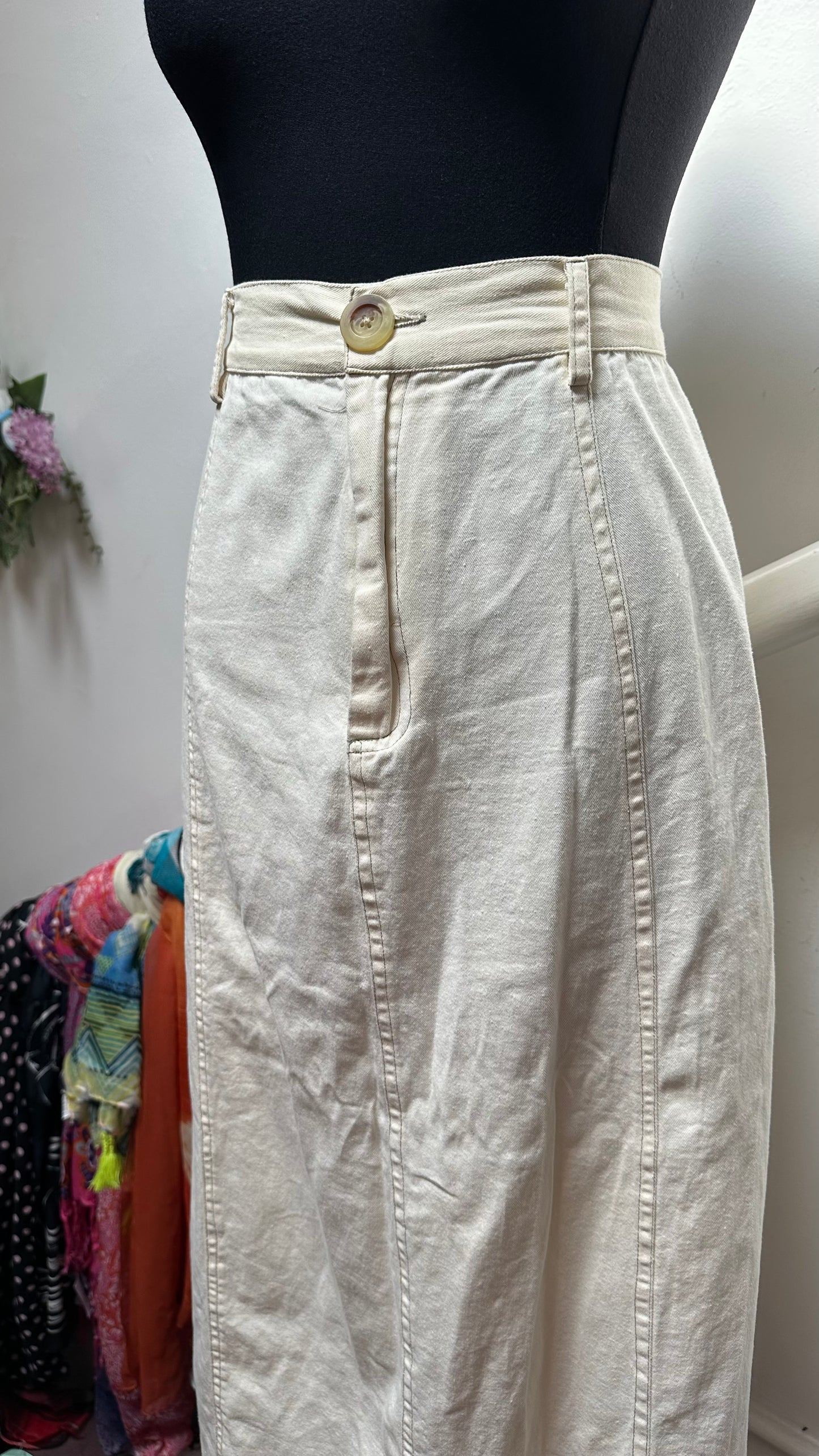 ASOS 100% Cotton Cream Maxi Skirt Size 16